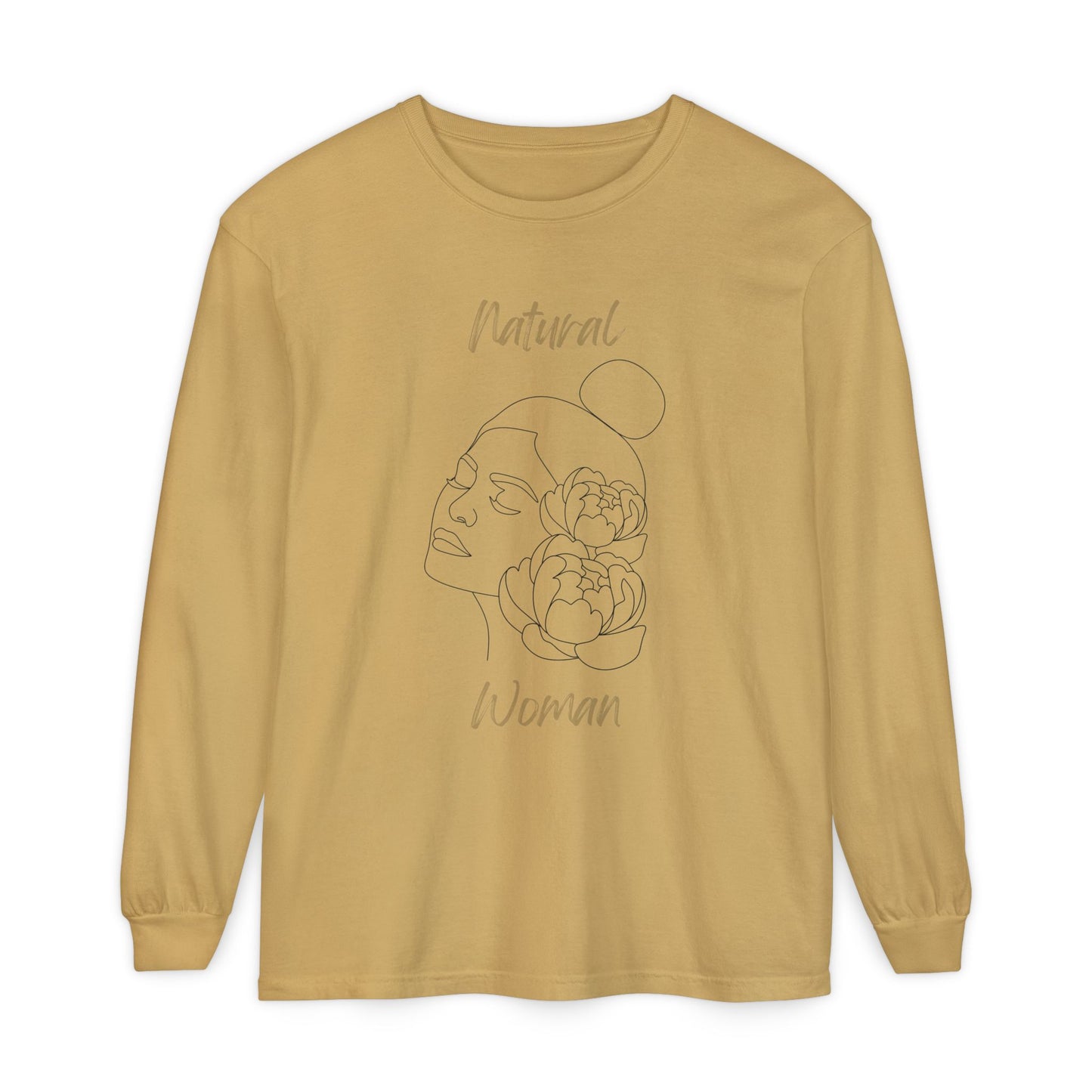Natural Woman Bun & Flower (BL) Long Sleeve T-Shirt