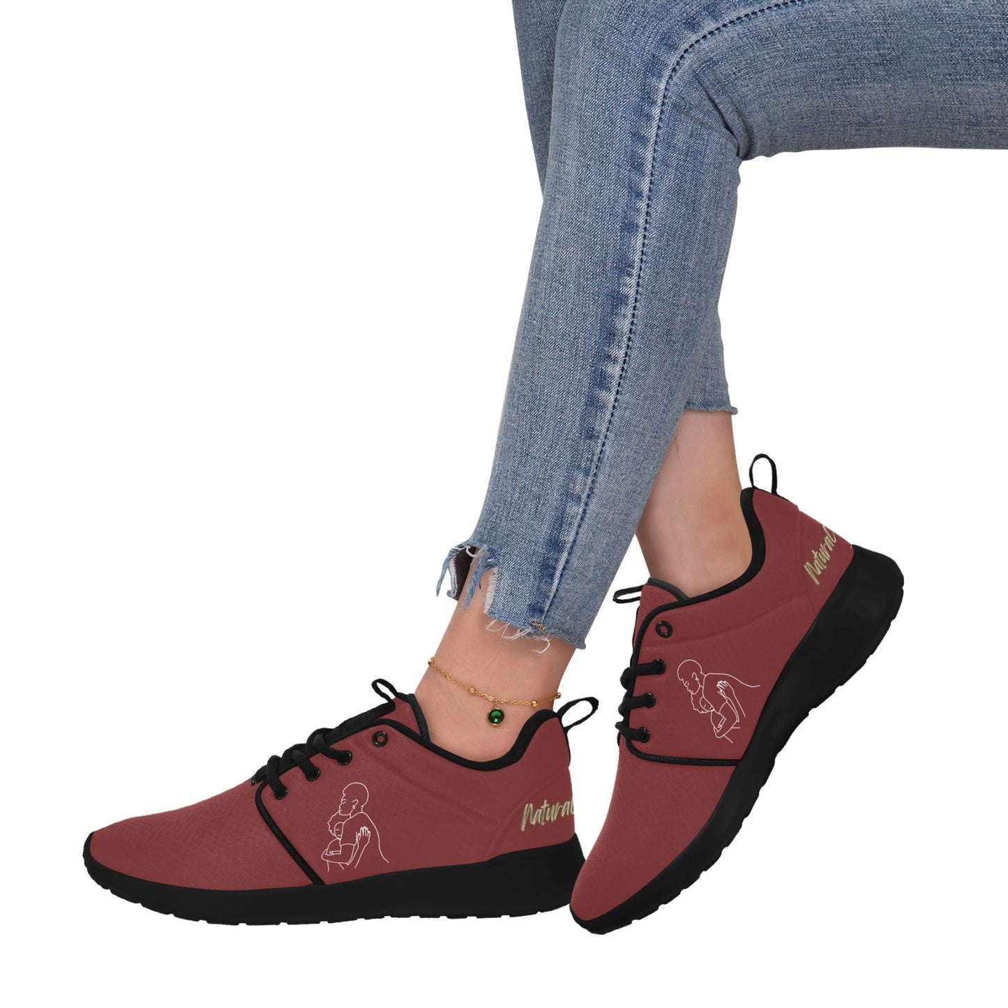 Natural Woman SAFE WITH MOMMA (WL) MAROON w/ Sole Sneakers