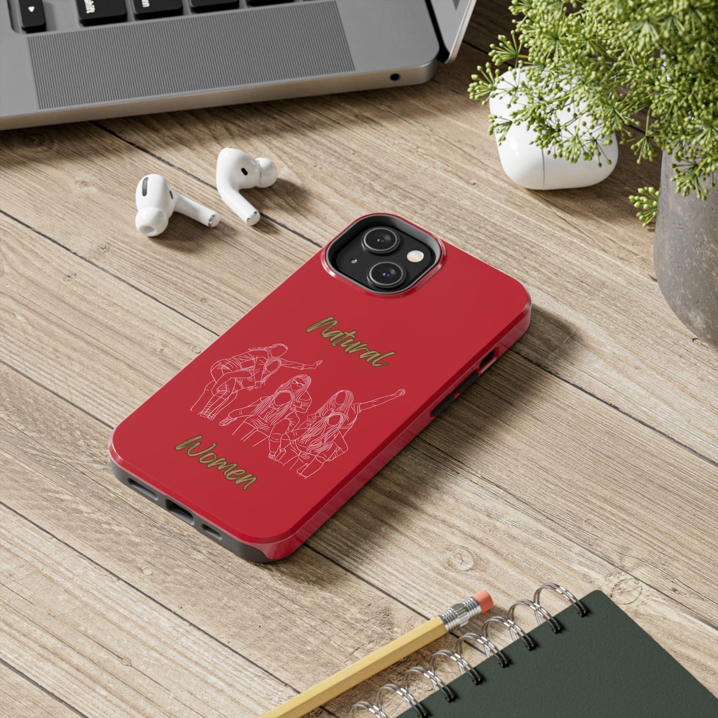 Natural Woman Piggy Back (WL) Tough Phone Cases DARK RED