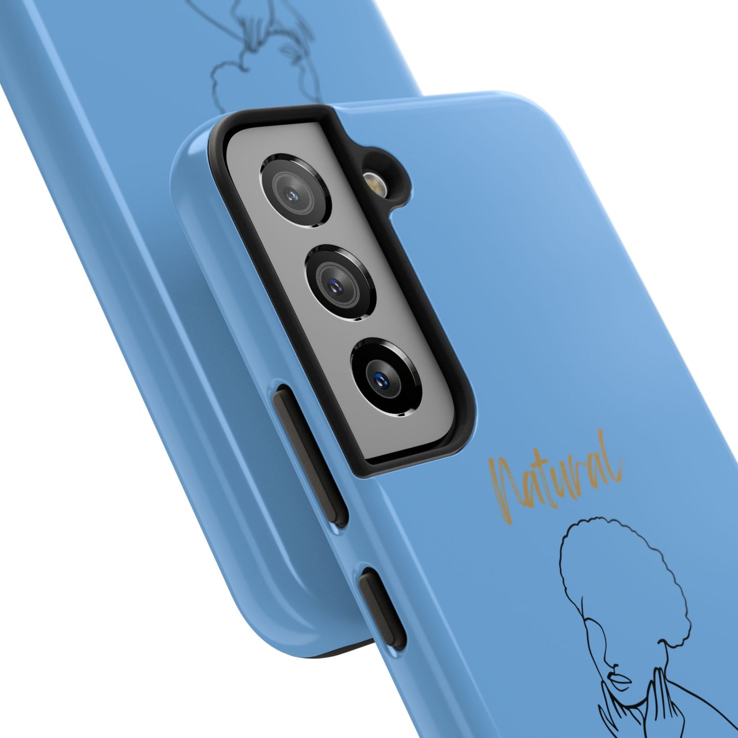 Natural Woman Cute Afro (BL)Tough Phone Cases LIGHT BLUE