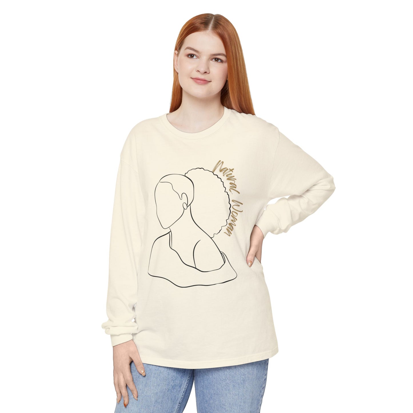 Natural Woman Behind Head Puff (BL) Long Sleeve T-Shirt