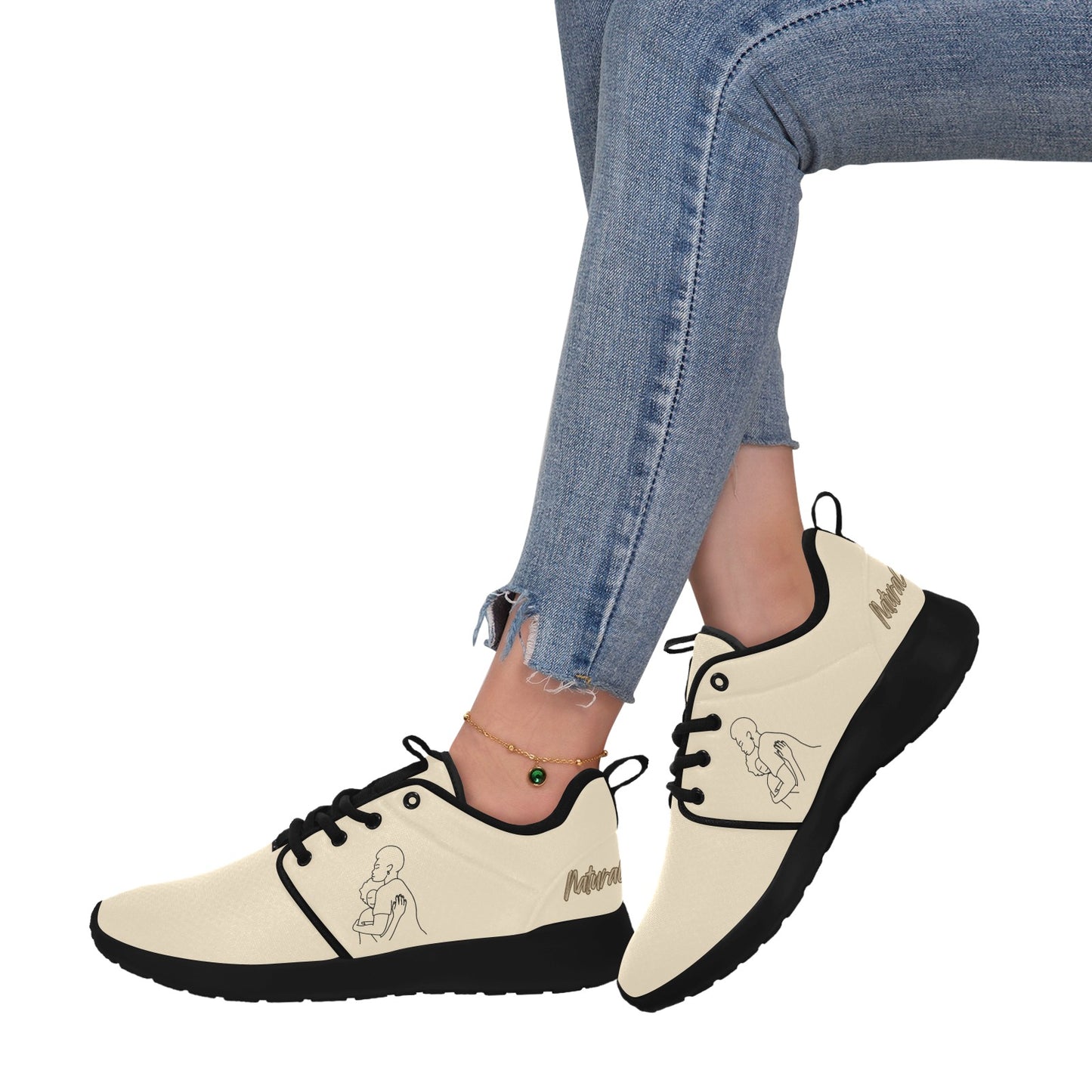 Natural Woman SAFE WITH MOMMA (BL) CREAM w/ Sole Sneakers