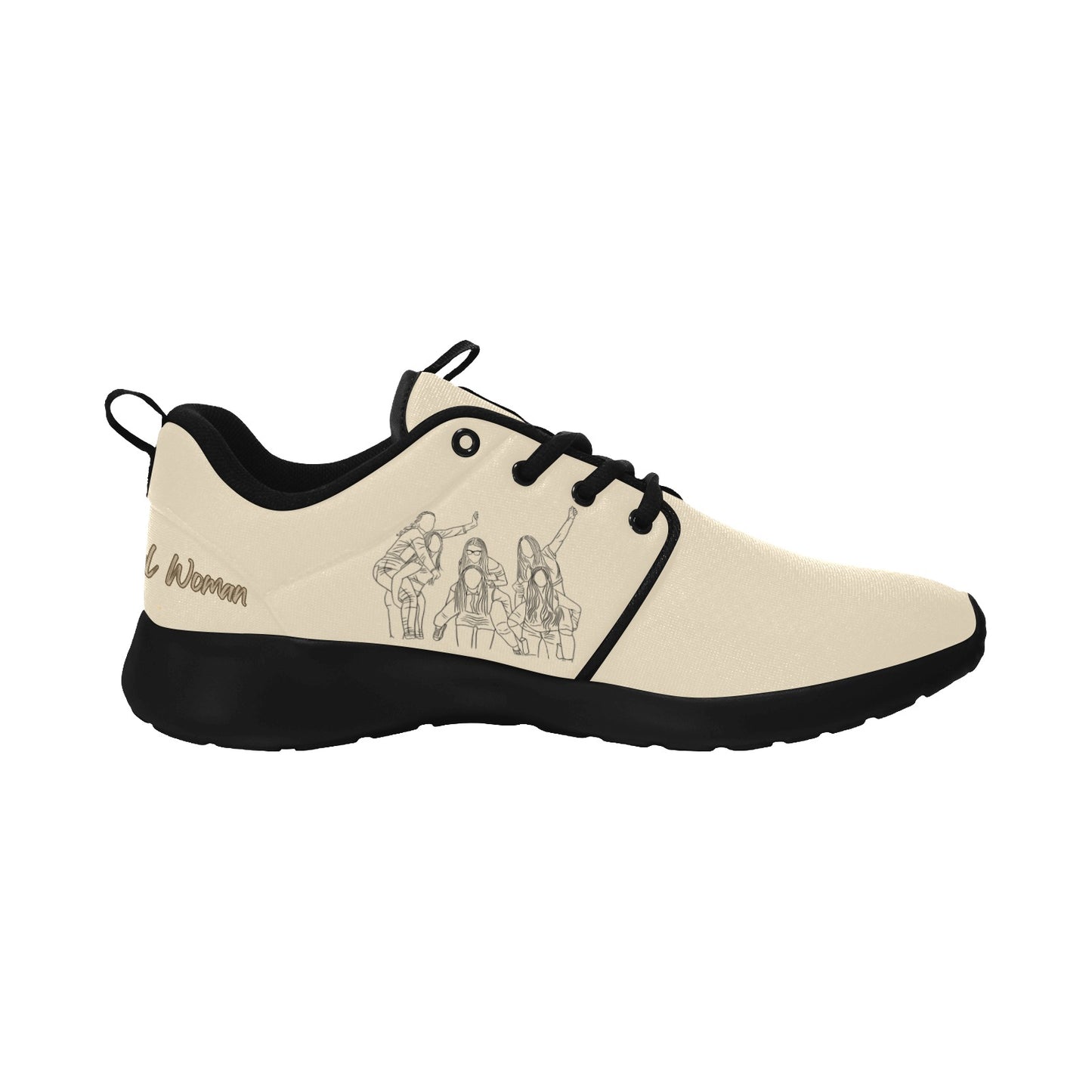 Natural Woman PIGGY BACK (BL) CREAM w/ Black Sole Sneakers