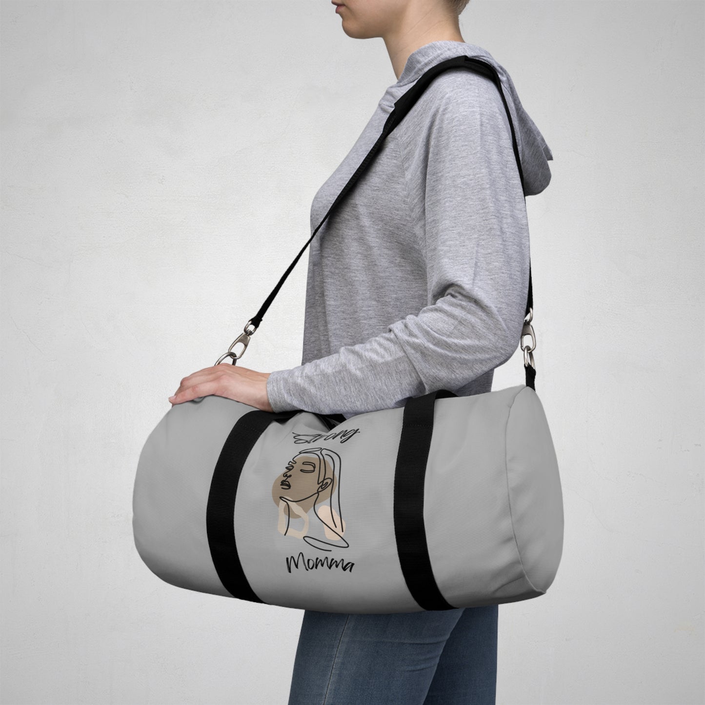 Strong Momma (BL) Duffel Bag LIGHT GREY