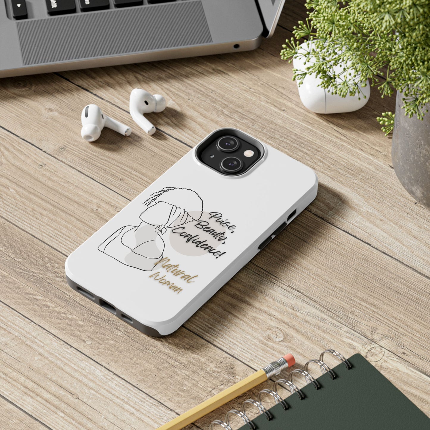 Natural woman Puff (BL)Tough Phone Cases WHITE