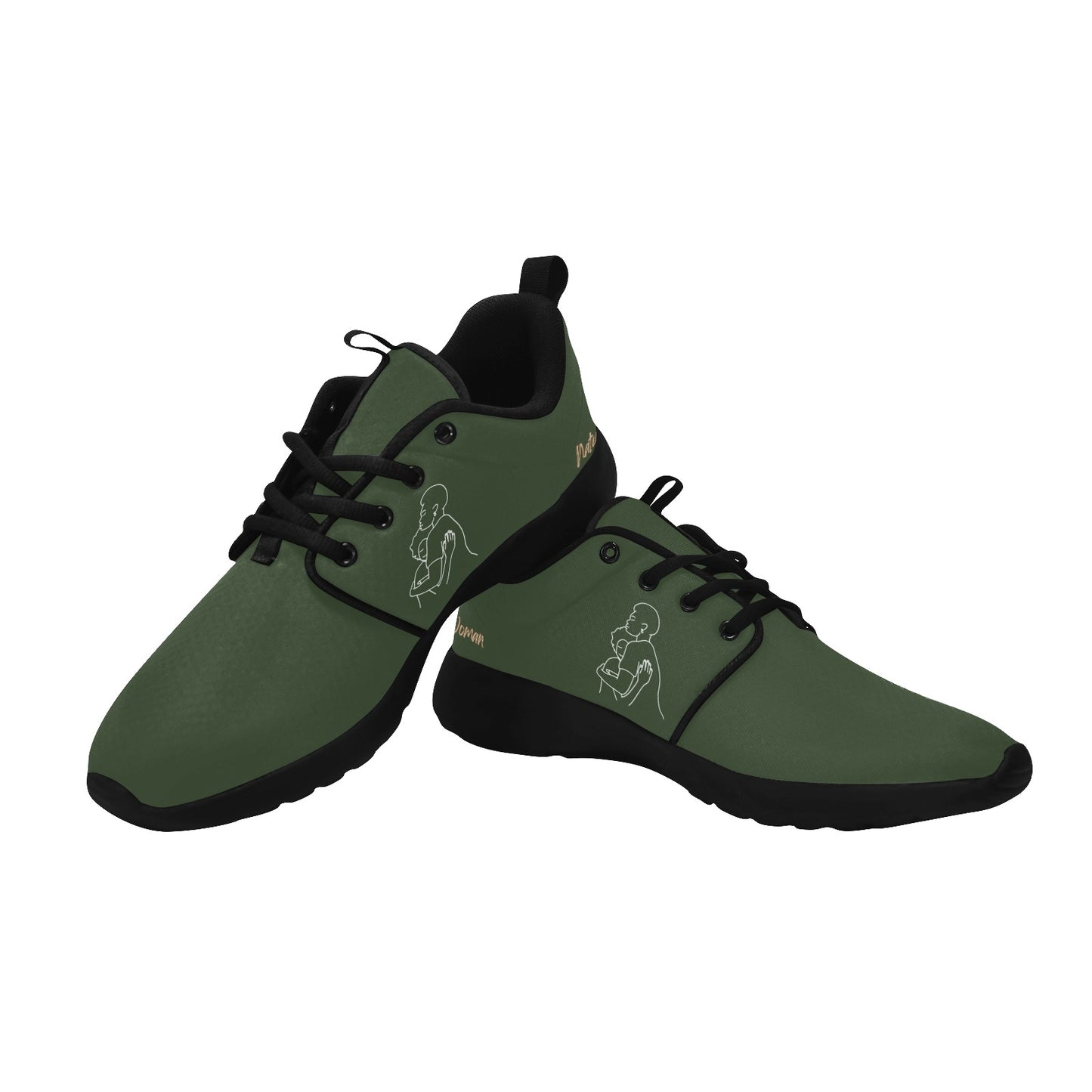Natural Woman SAFE WITH MOMMA (WL) DARK GREEN w/ Sole Sneakers