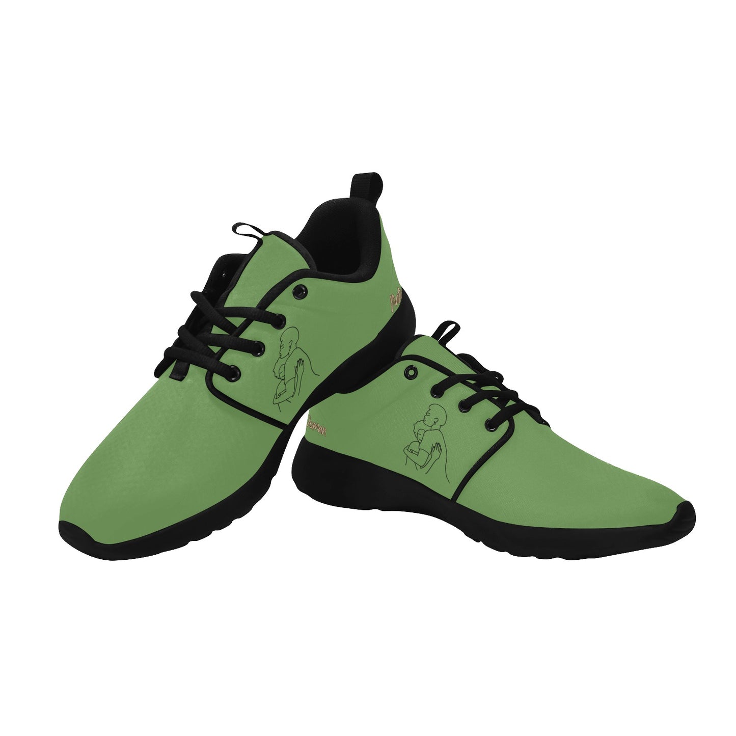 Natural Woman SAFE WITH MOMMA (BL) GREEN w/ Sole Sneakers
