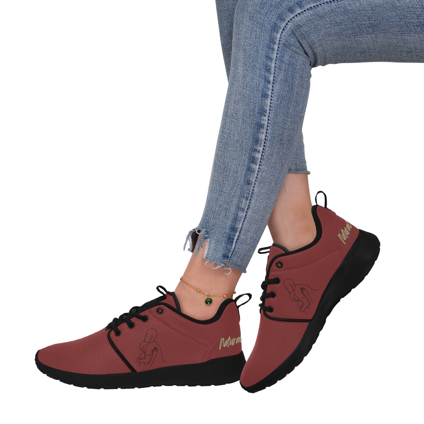 Natural Woman SAFE WITH MOMMA (BL) MAROON w/ Sole Sneakers