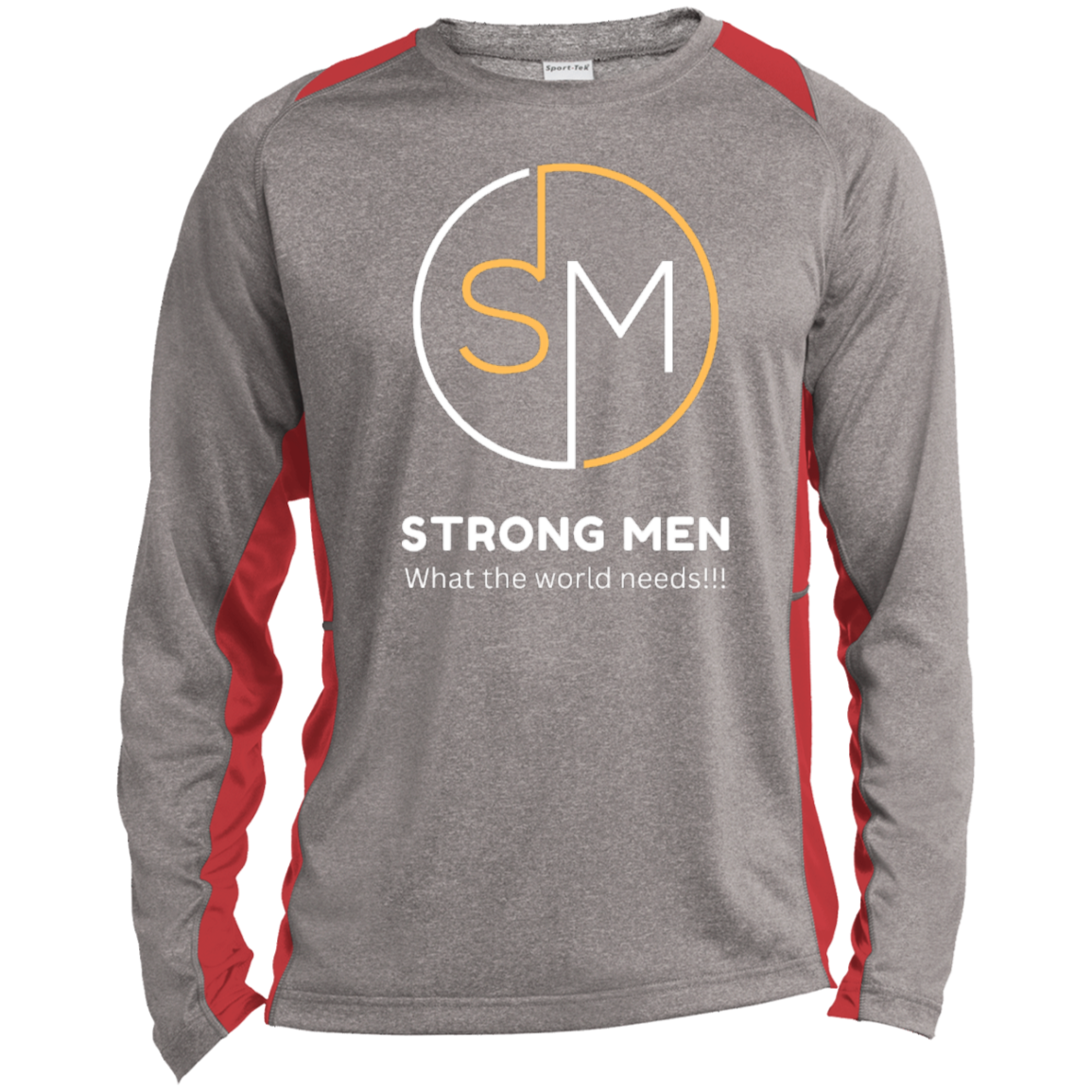 STRONG MEN Long Sleeve Heather Color Block Performance Tee