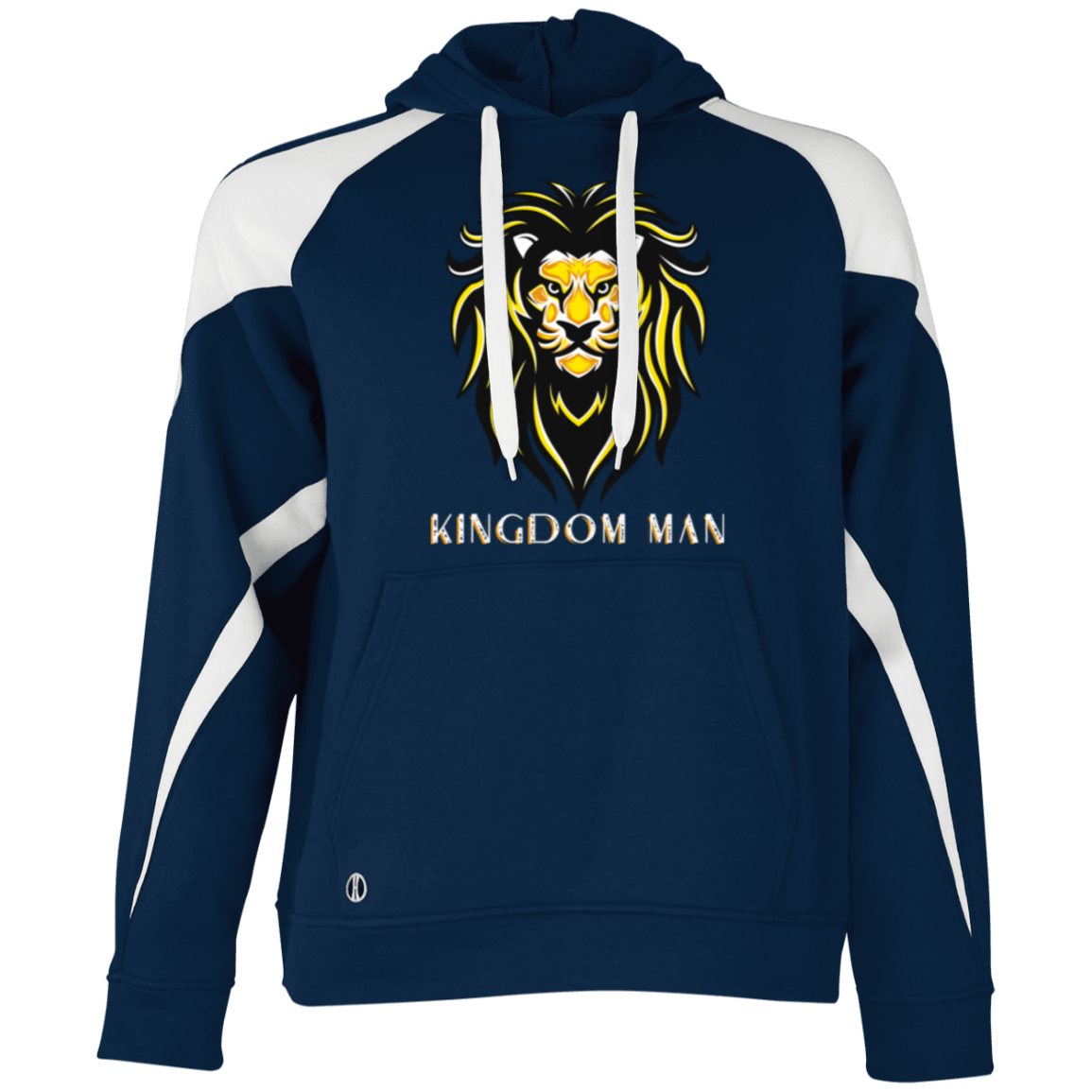 KINGDOM MAN Athletic Color Block Fleece Hoodie (White Logo Accent)