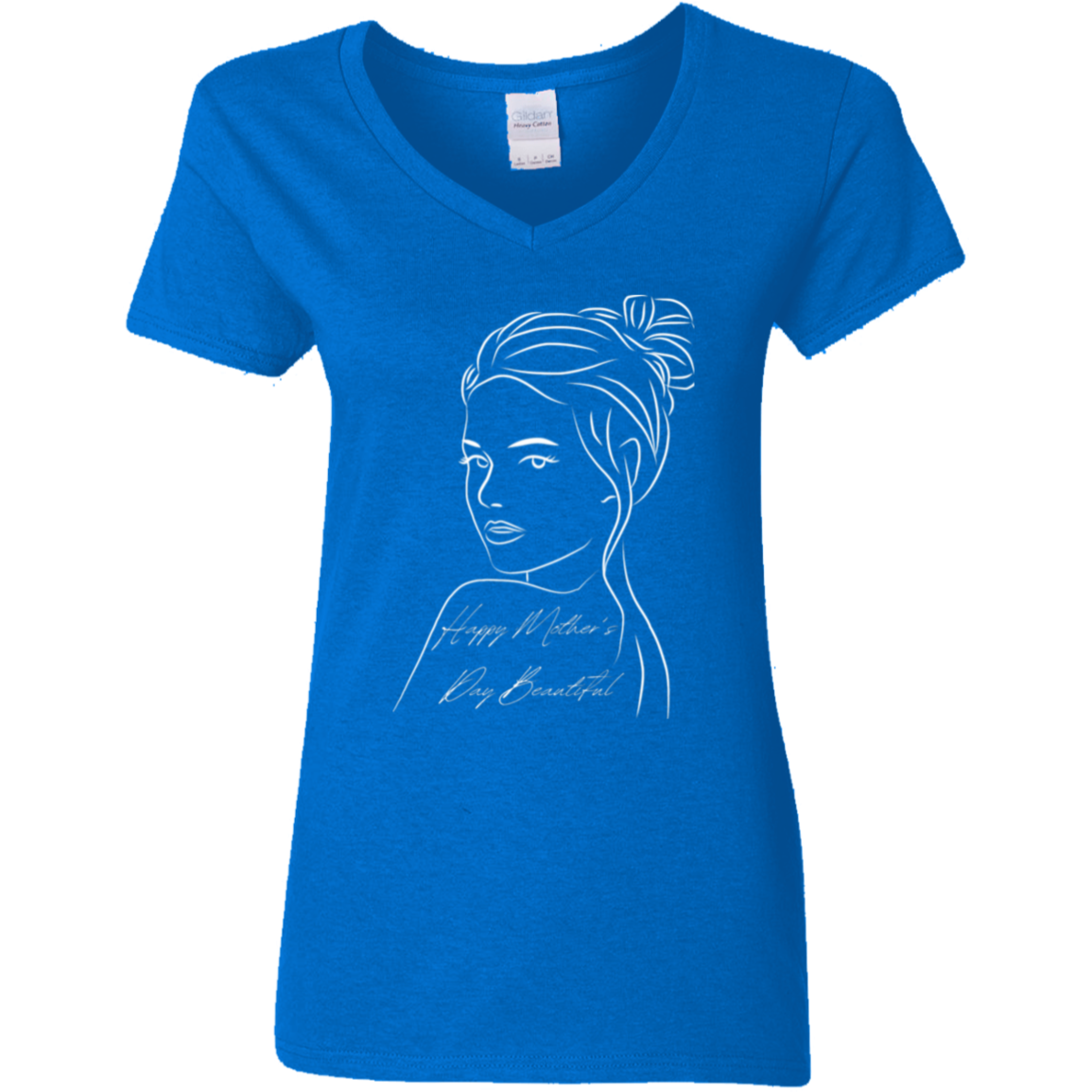 HAPPY MOTHER'S DAY BEAUTIFUL 5.3 oz. V-Neck T-Shirt