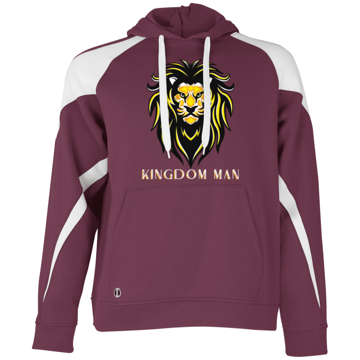 KINGDOM MAN Athletic Color Block Fleece Hoodie (White Logo Accent)