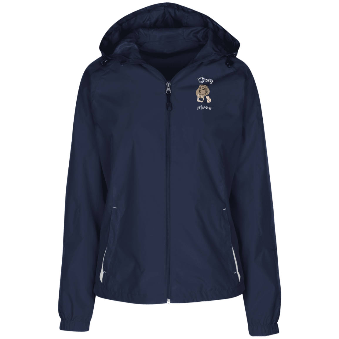 STRONG MOMMA Jersey-Lined Hooded Windbreaker