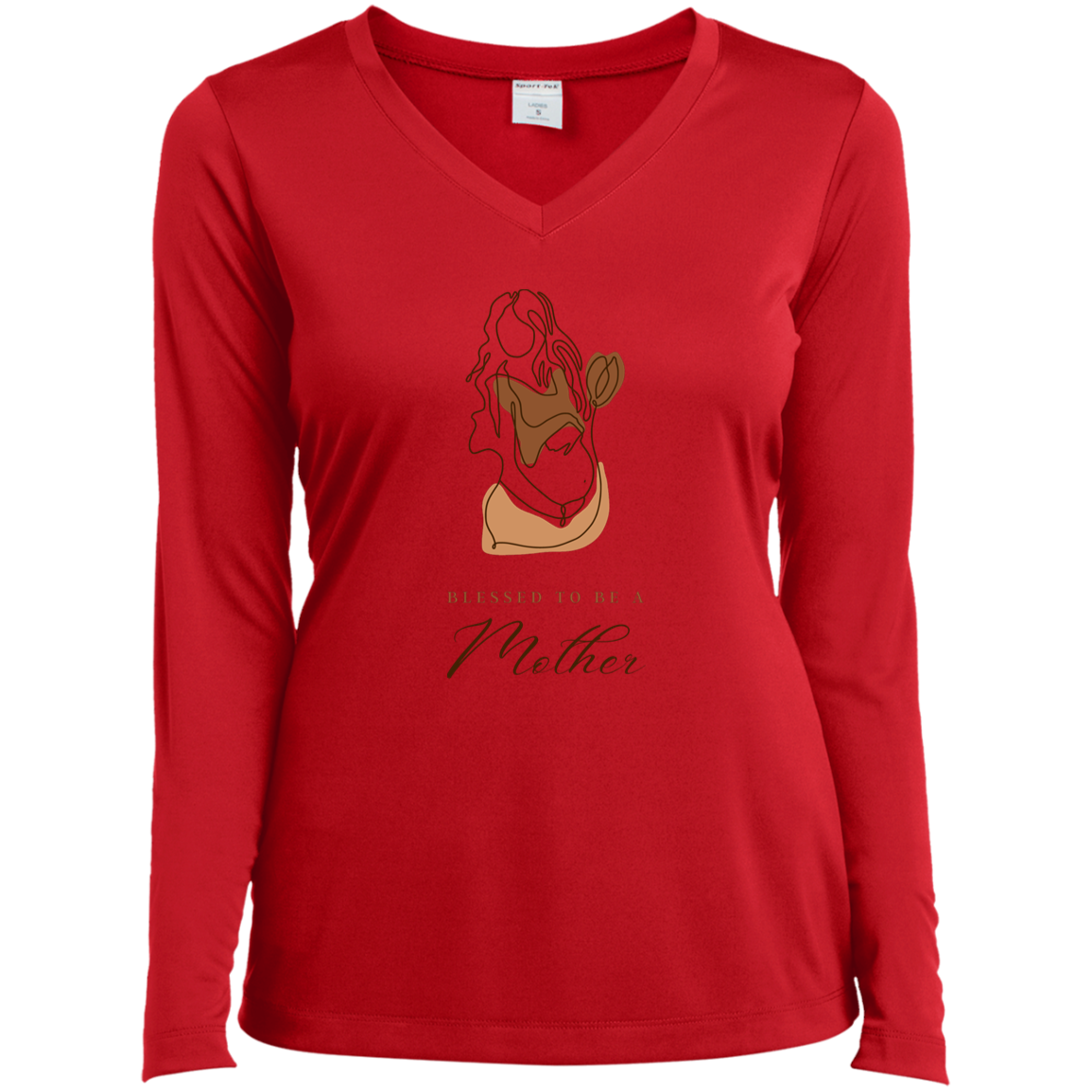 BLESSED TO BE A MOTHER Long Sleeve Performance V-Neck Tee