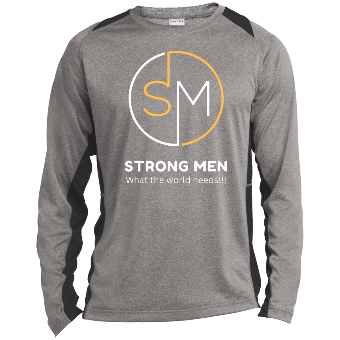 STRONG MEN Long Sleeve Heather Color Block Performance Tee