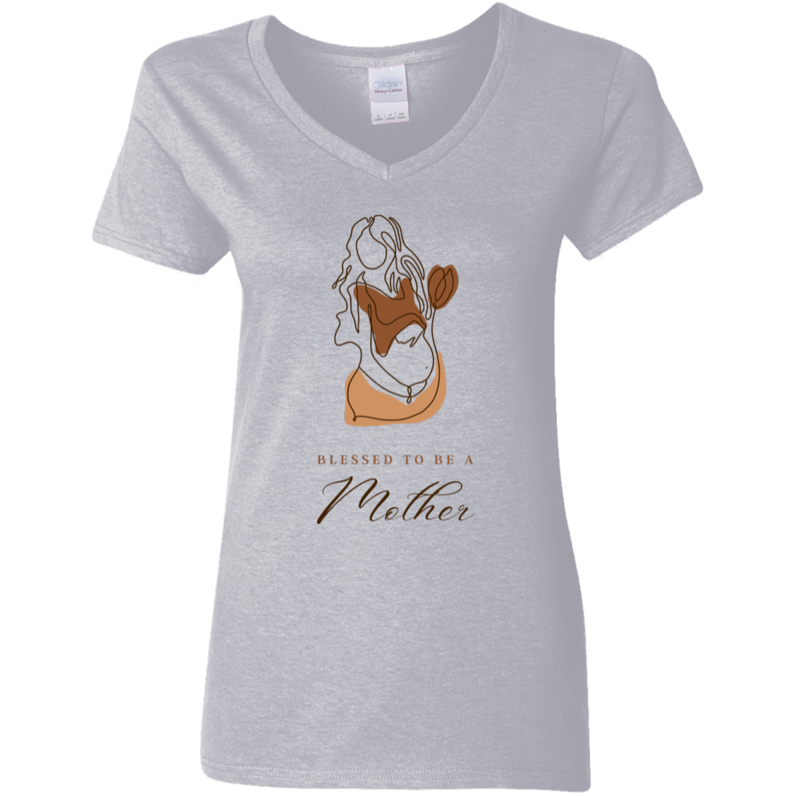 BLESSED TO BE A MOTHER 5.3 oz. V-Neck T-Shirt