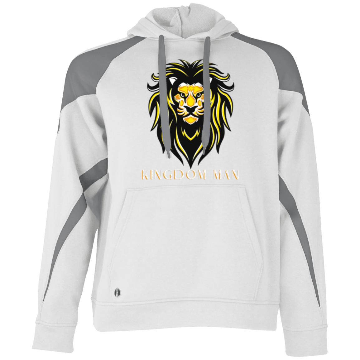 KINGDOM MAN Athletic Color Block Fleece Hoodie (White Logo Accent)