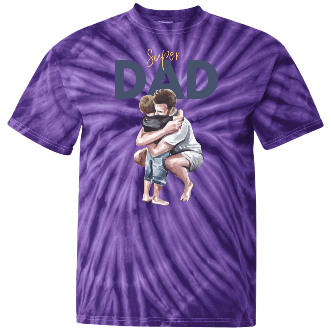 Super Dad Hugging 100% Cotton Tie Dye T-Shirt