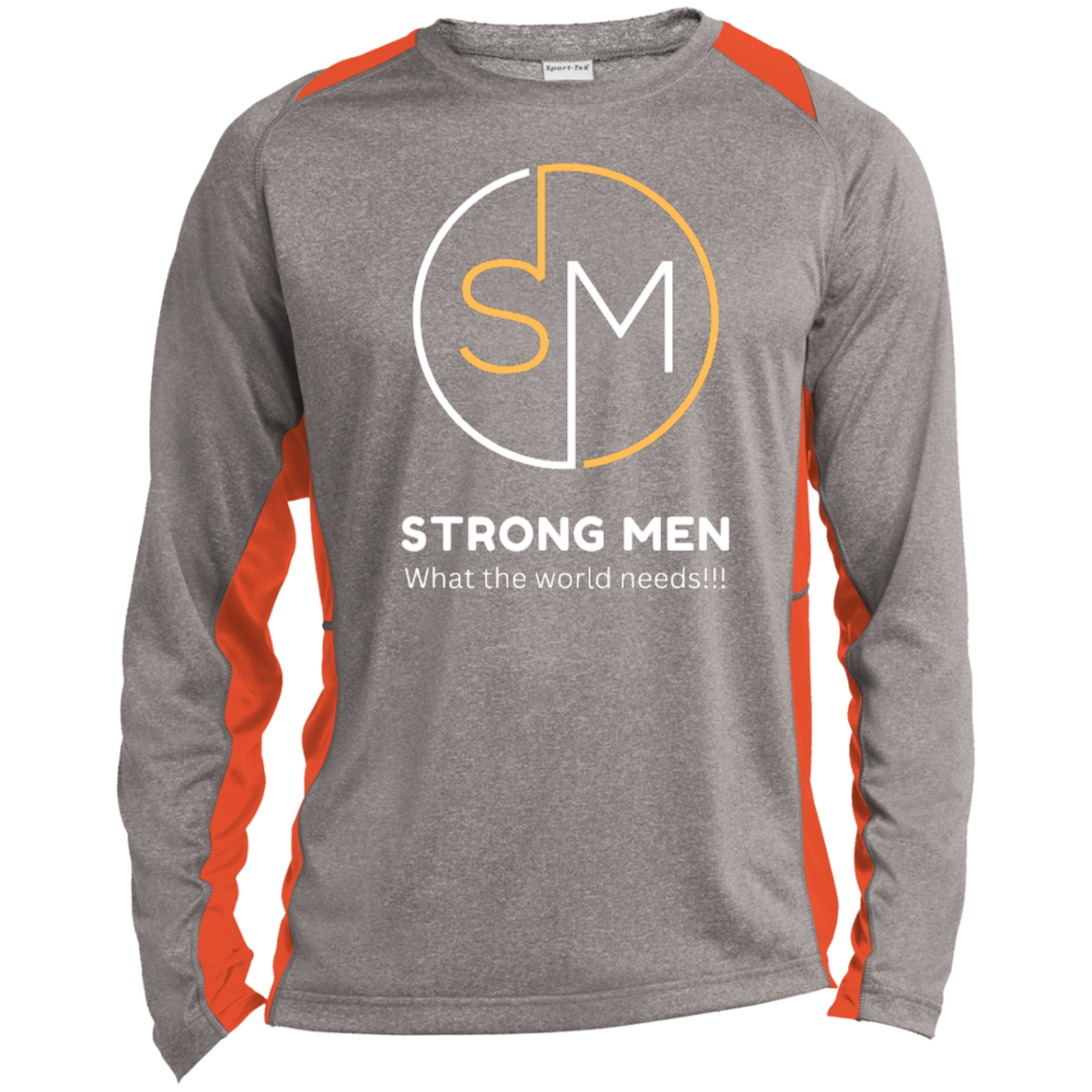 STRONG MEN Long Sleeve Heather Color Block Performance Tee