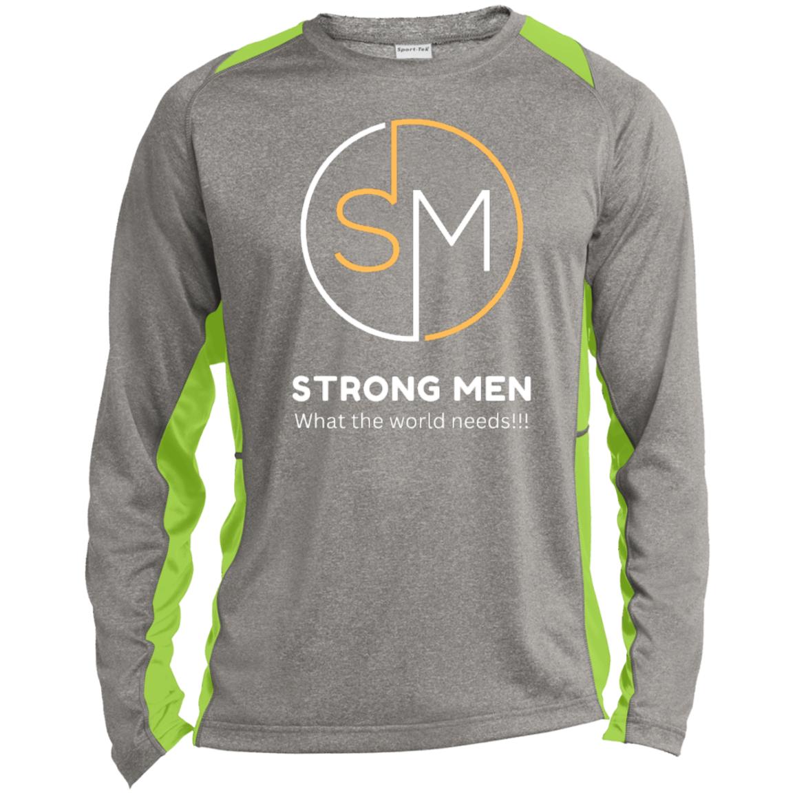 STRONG MEN Long Sleeve Heather Color Block Performance Tee
