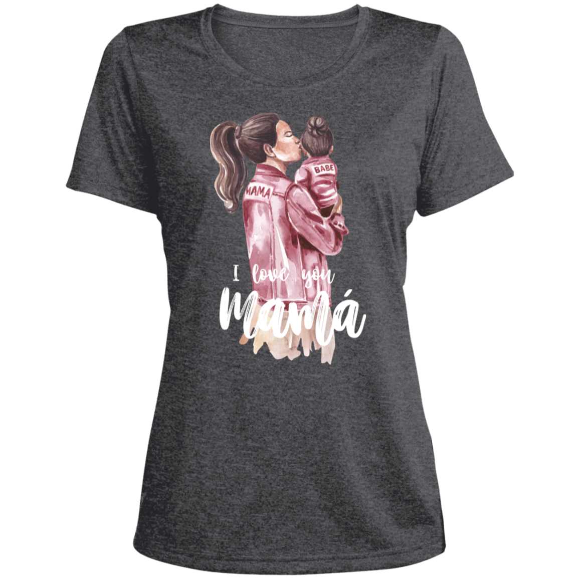 I LOVE YOU MOMMA Heather Scoop Neck Performance Tee (Girl)