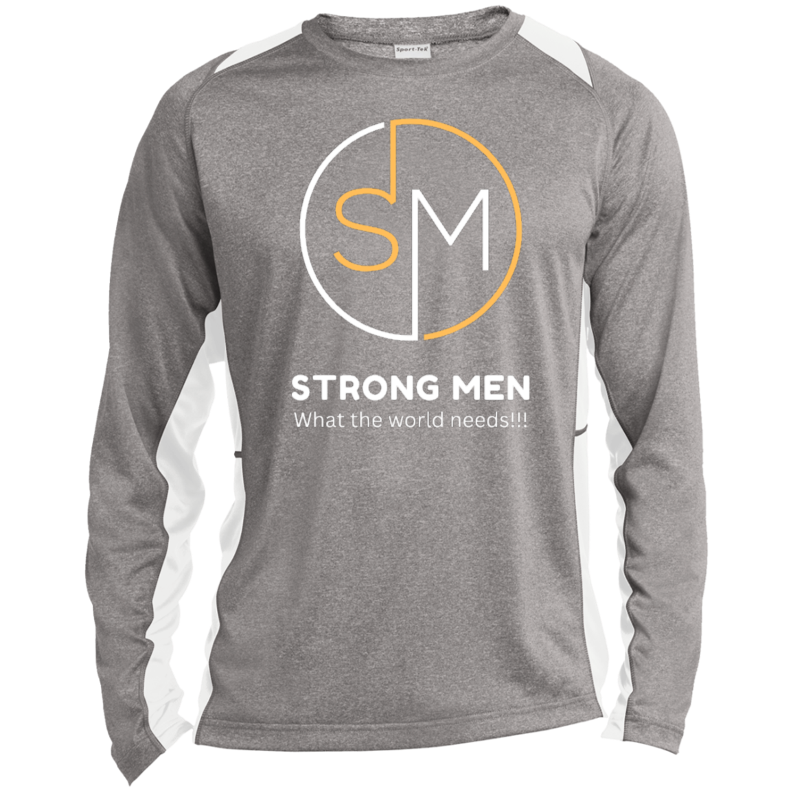 STRONG MEN Long Sleeve Heather Color Block Performance Tee