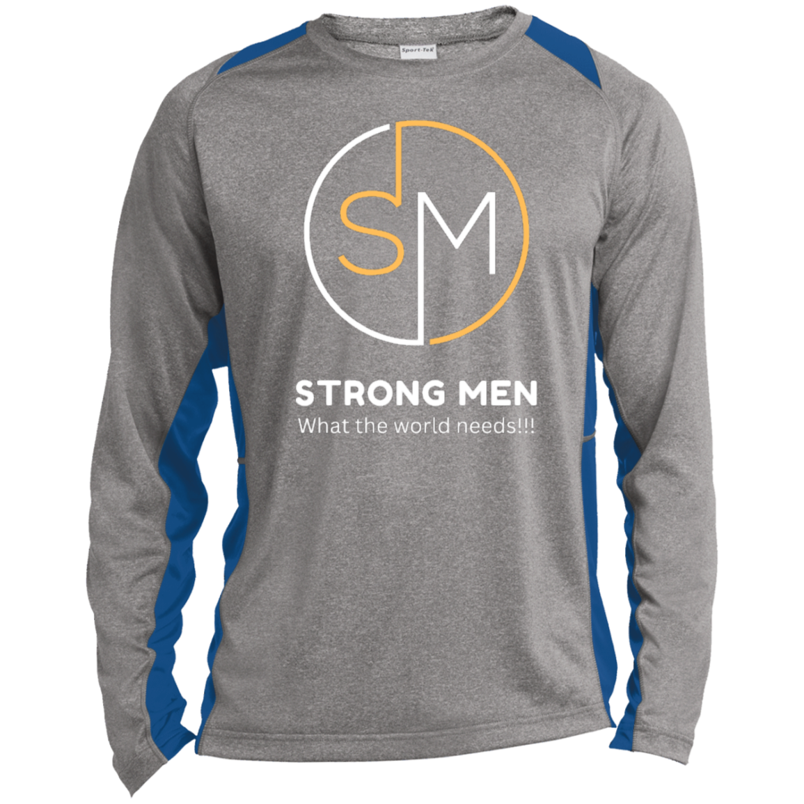 STRONG MEN Long Sleeve Heather Color Block Performance Tee