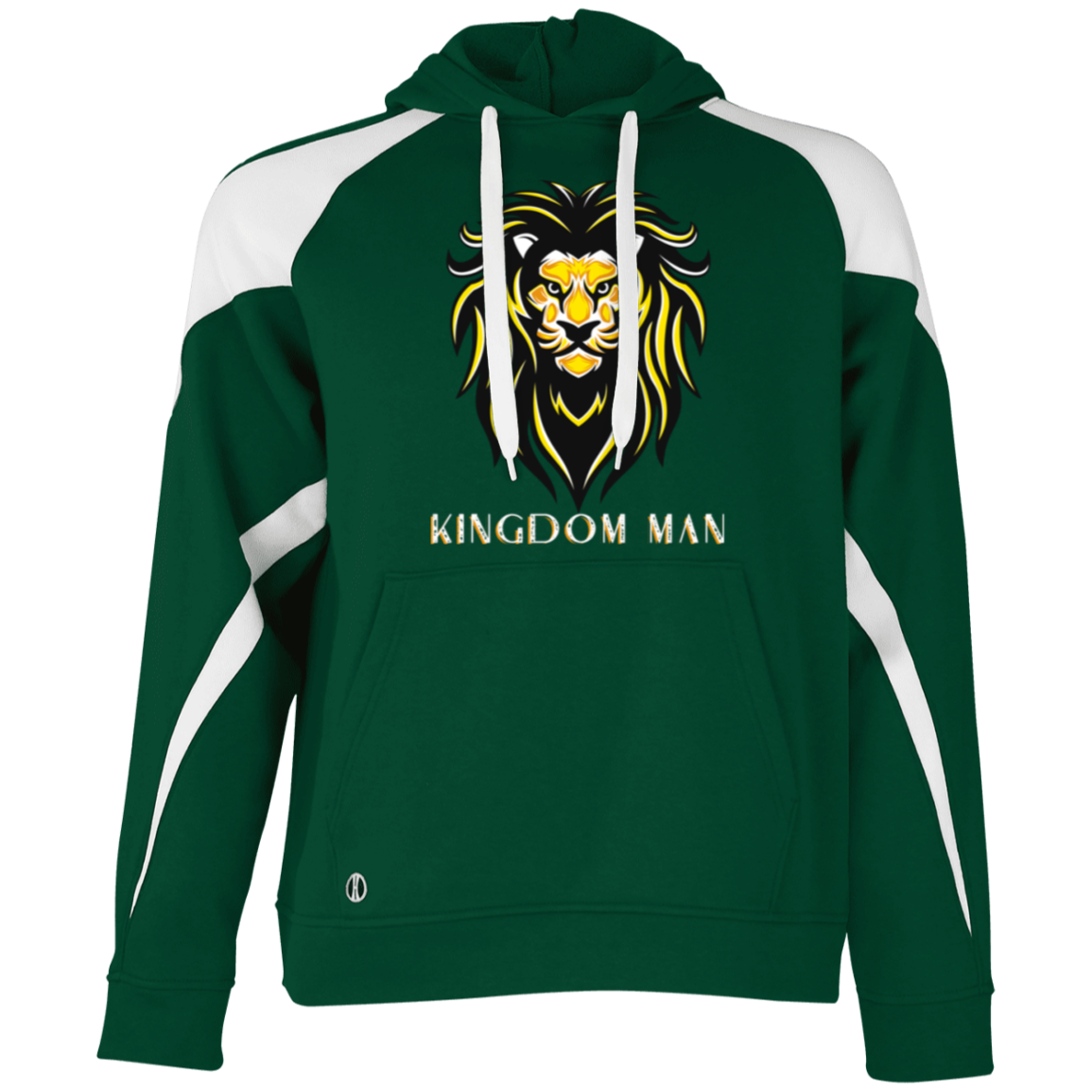 KINGDOM MAN Athletic Color Block Fleece Hoodie (White Logo Accent)