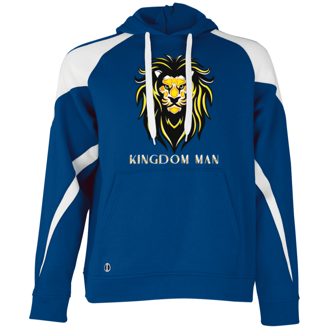 KINGDOM MAN Athletic Color Block Fleece Hoodie (White Logo Accent)