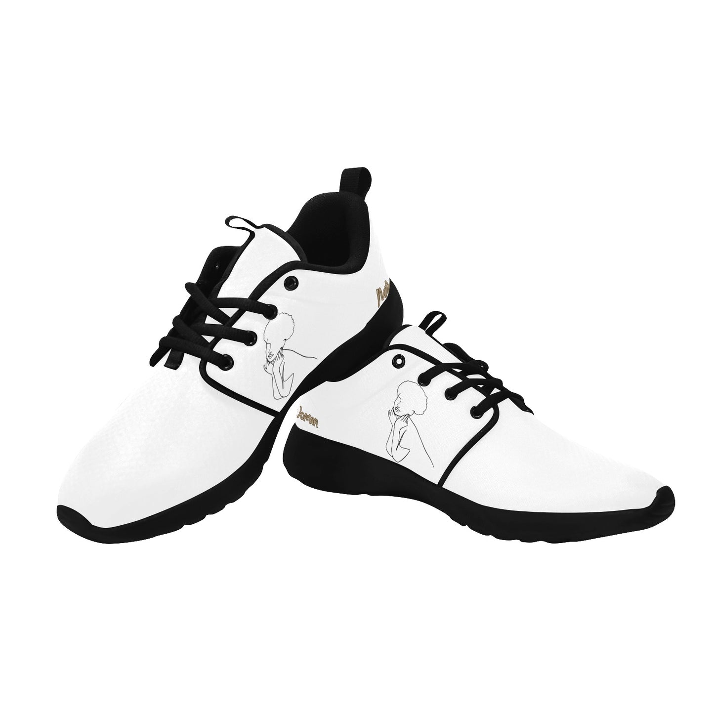 Natural Woman CUTE AFRO (BL) WHITE w/ Black Sole Sneakers