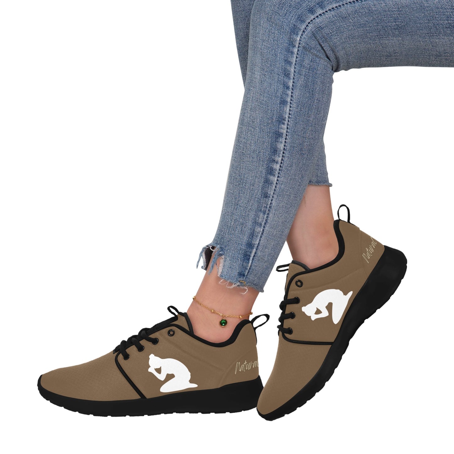 Natural Woman PRAY (WL) BROWN w/ Black Sole Sneakers