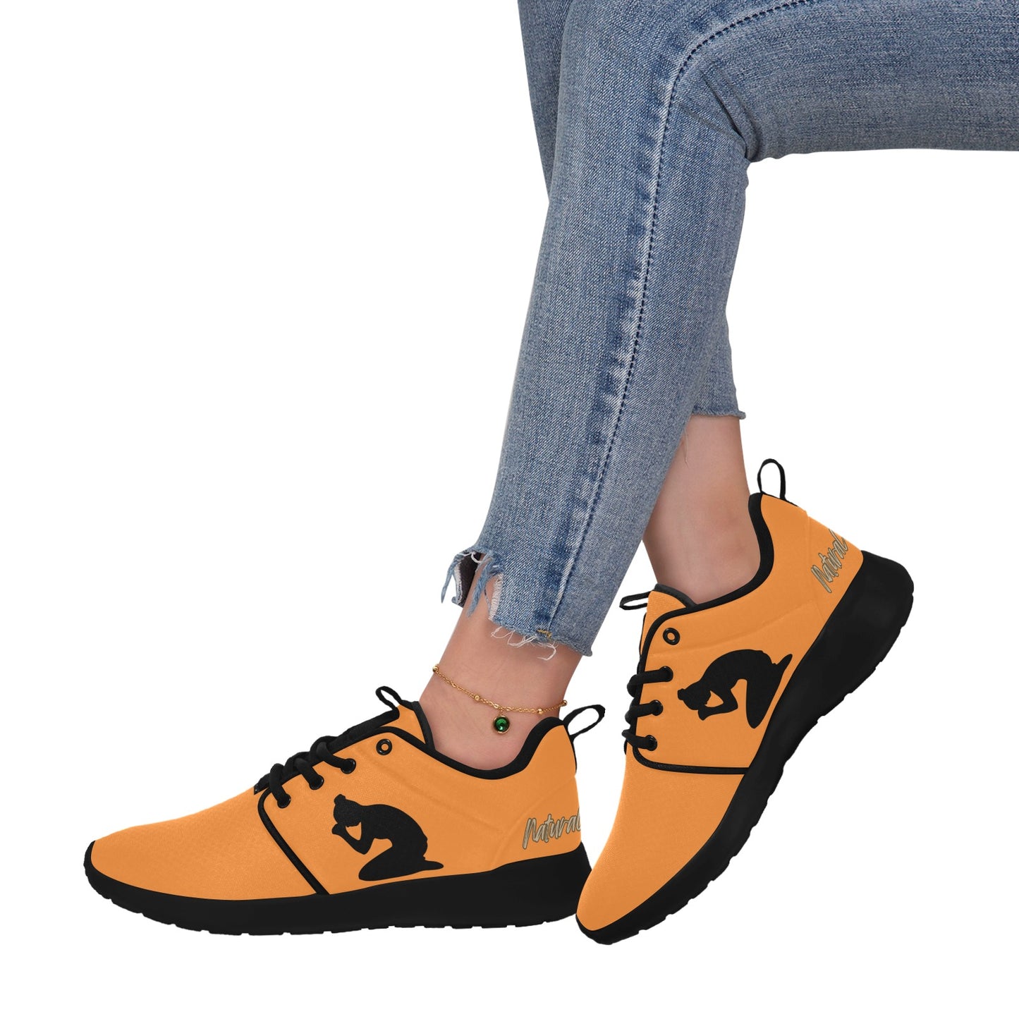 Natural Woman PRAY (BL) ORANGE w/ Black Sole Sneakers