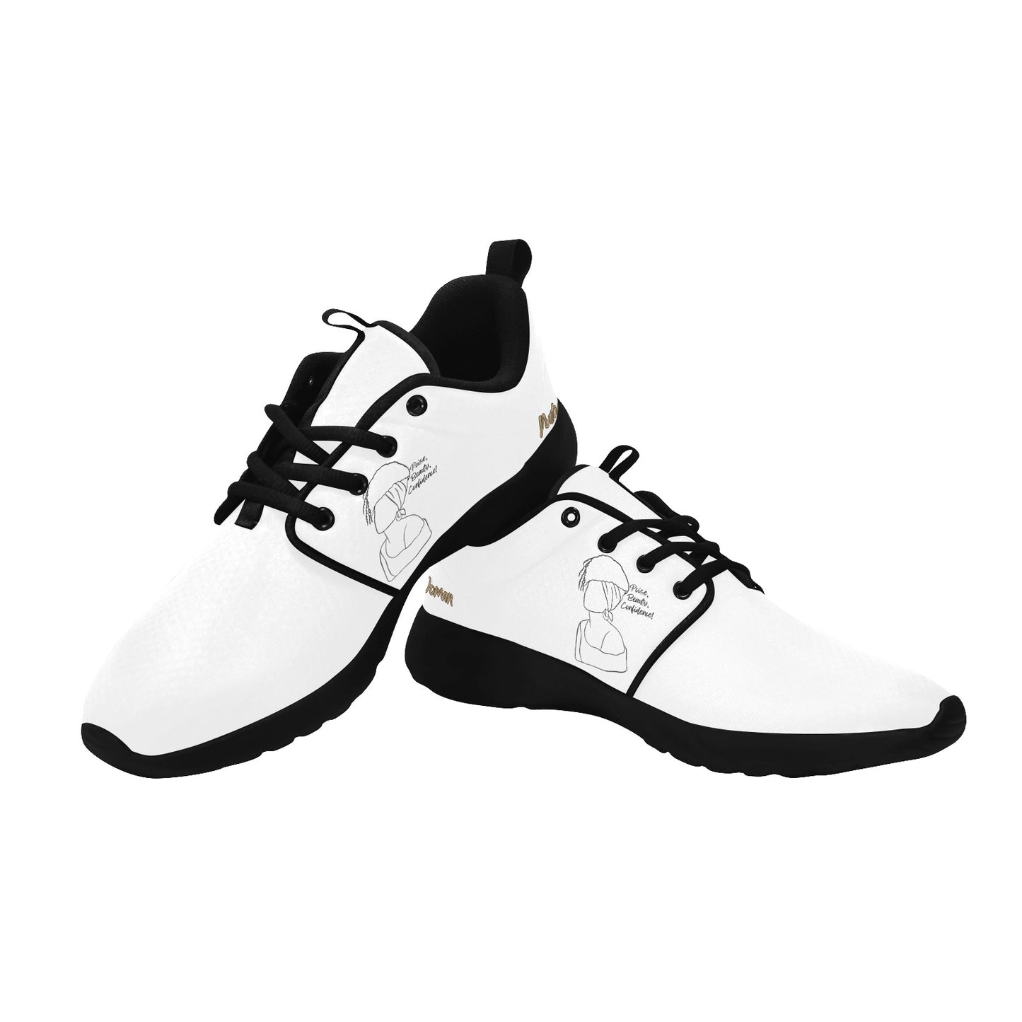 Natural Woman PUFF (BL) WHITE w/ Black Sole Sneakers