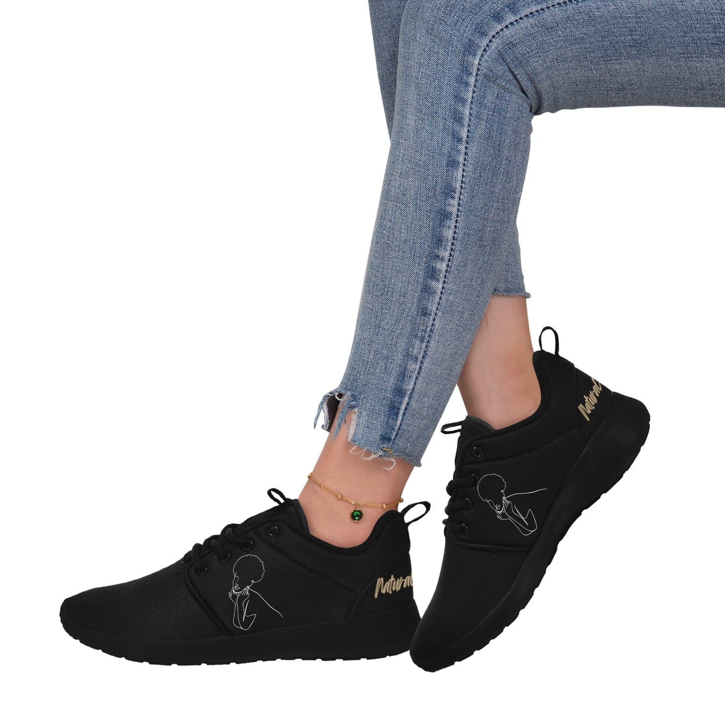 Natural Woman CUTE AFRO (WL) BLACK w/ Black Sole Sneakers