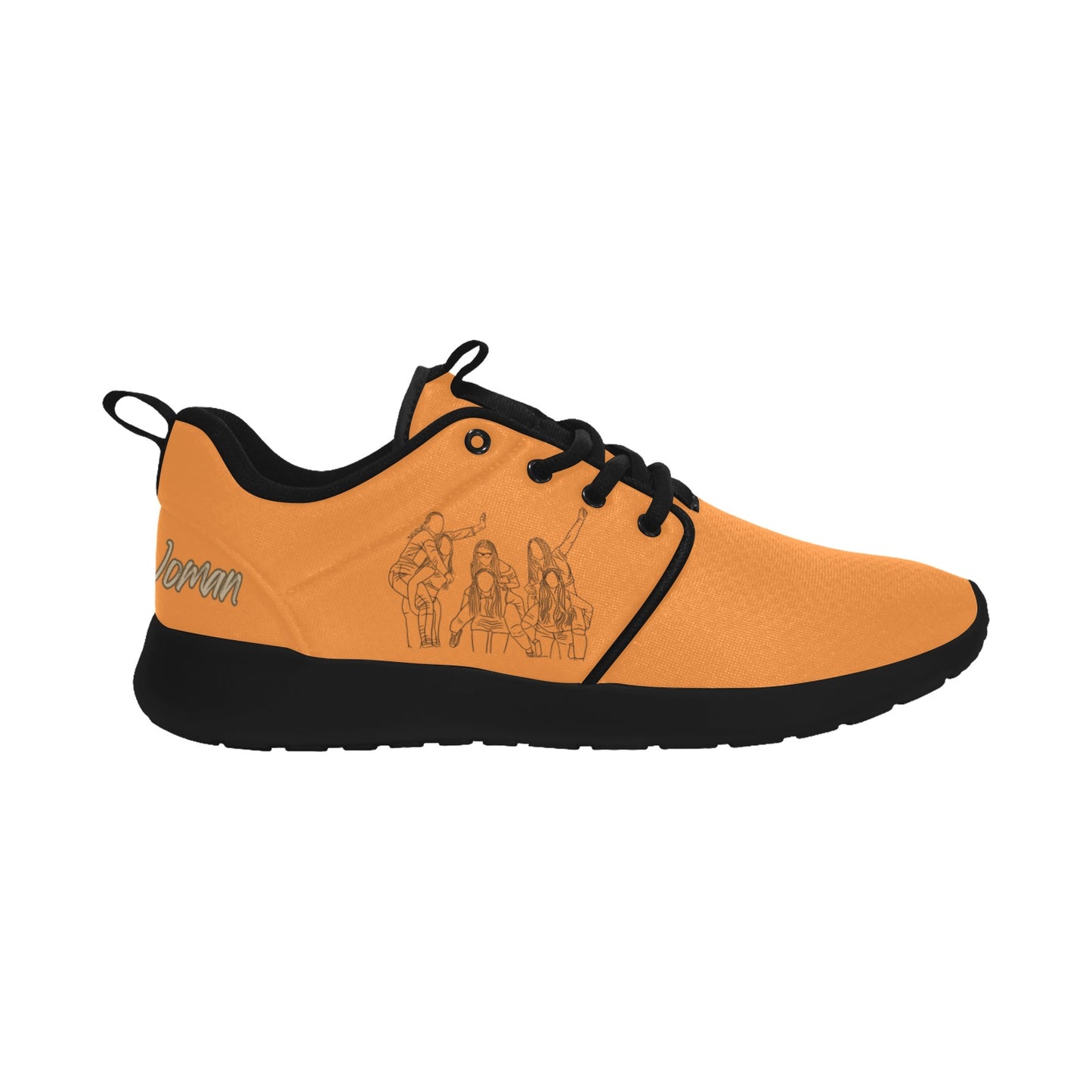 Natural Woman PIGGY BACK (BL) ORANGE w/ Black Sole Sneakers