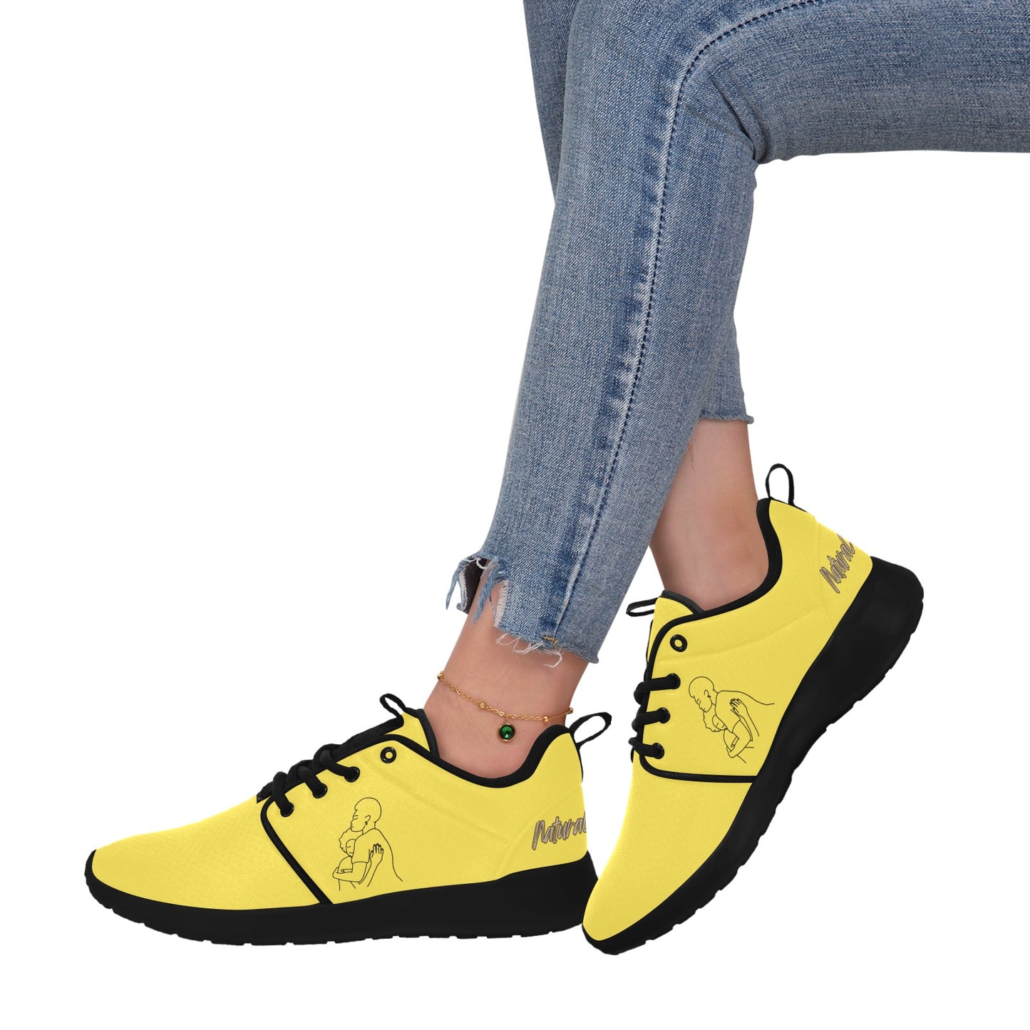 Natural Woman SAFE WITH MOMMA (BL) YELLOW w/ Sole Sneakers