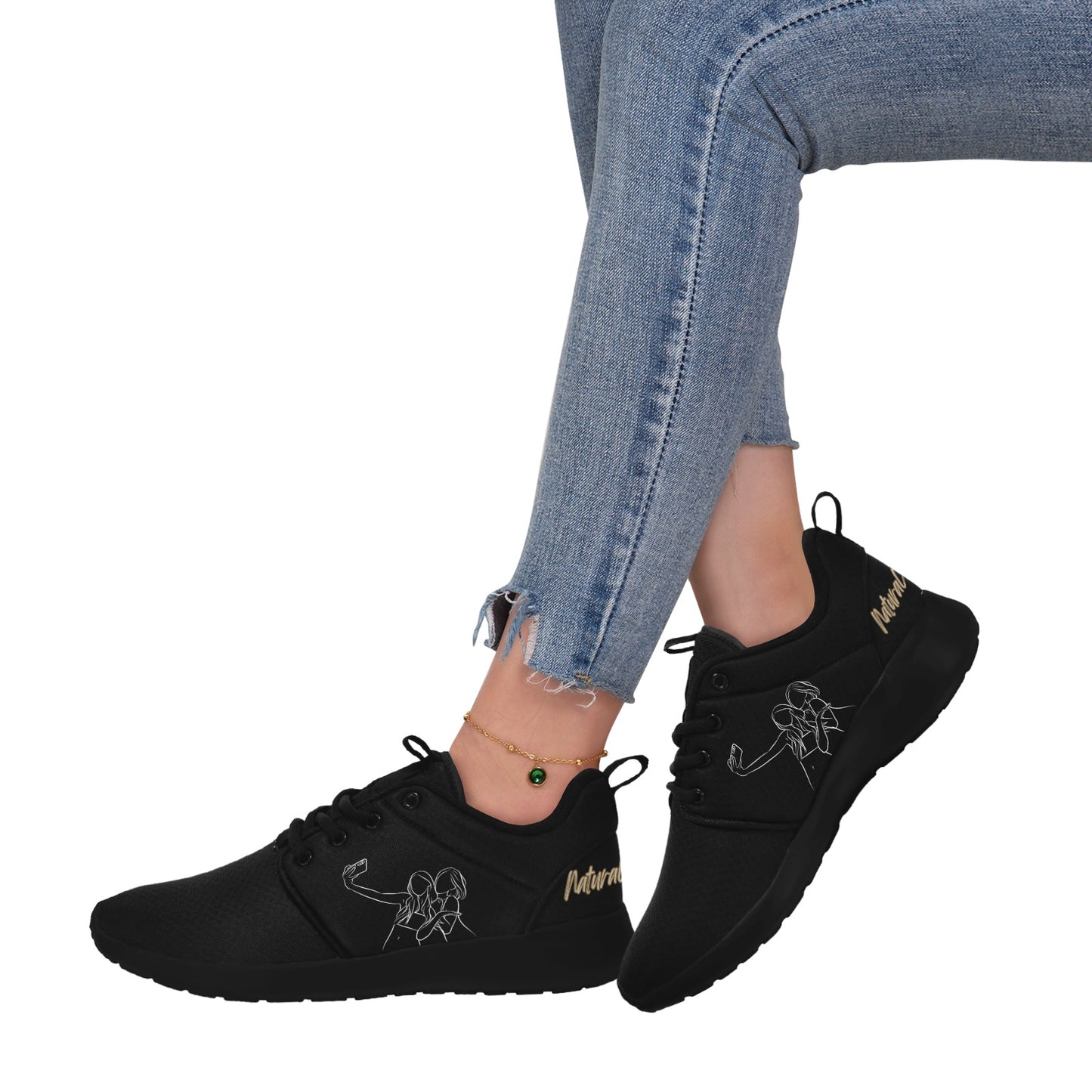 Natural Women FRIENDS SELFIE (WL) BLACK w/ Black Sole Sneakers