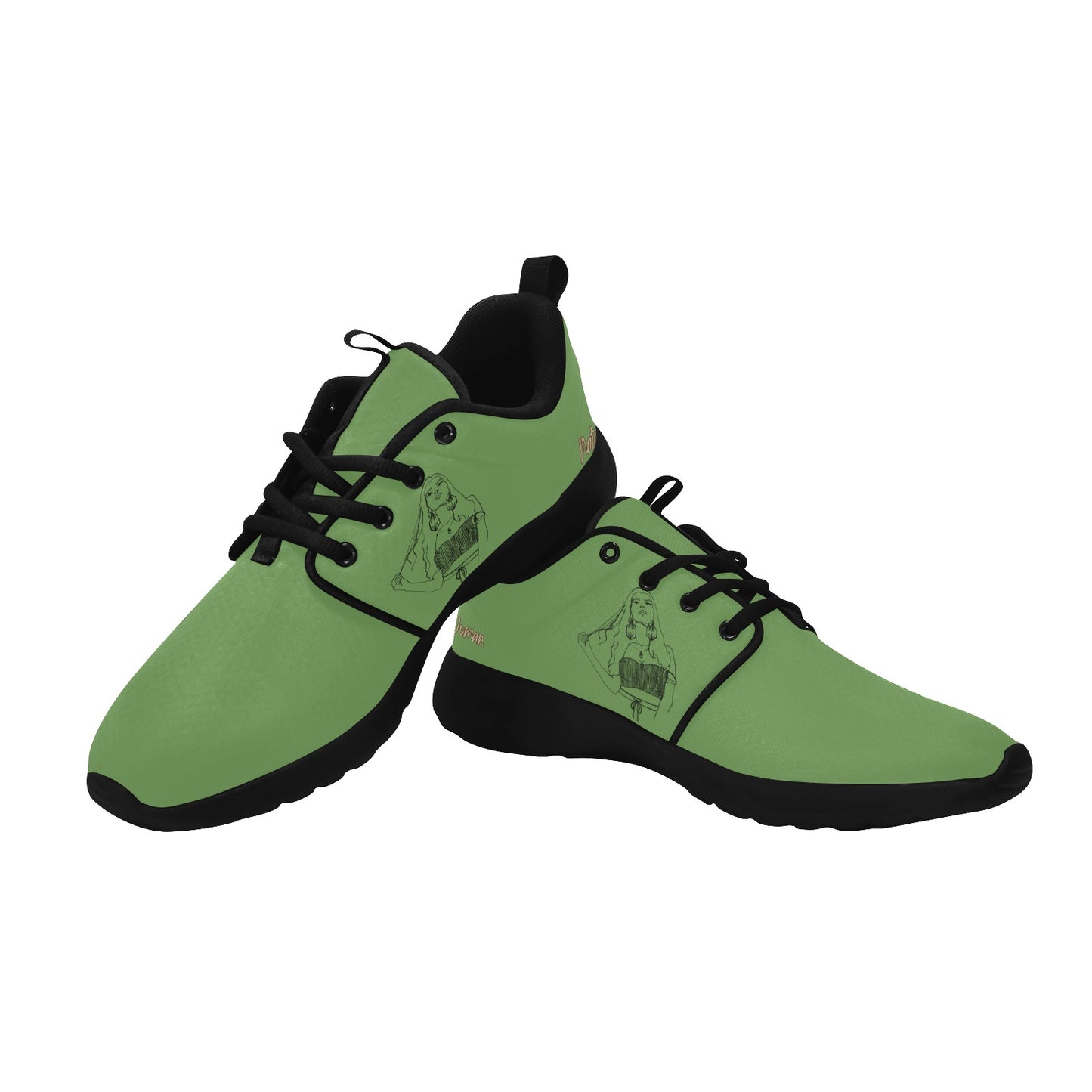 Natural Woman THINKING (BL) GREEN w/ Black Sole Sneakers