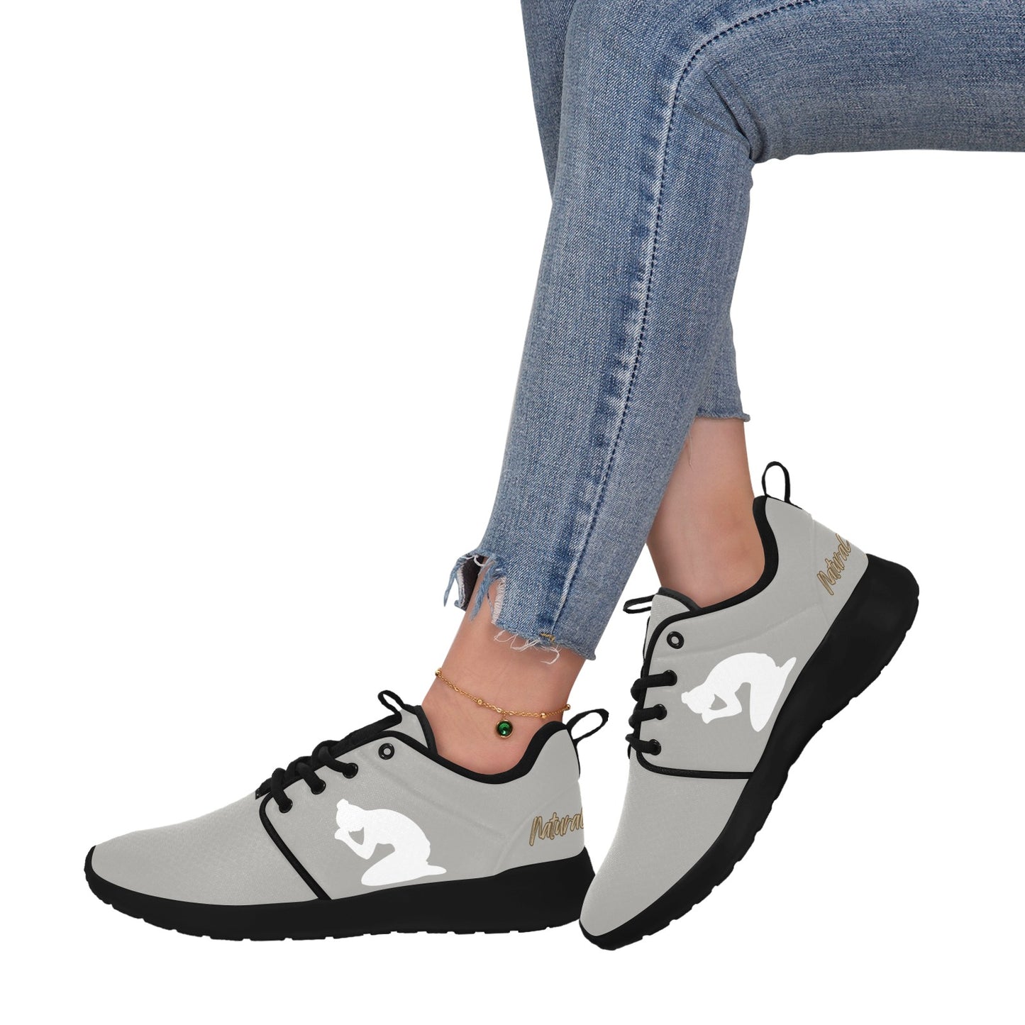 Natural Woman PRAY (WL) GRAY w/ Black Sole Sneakers