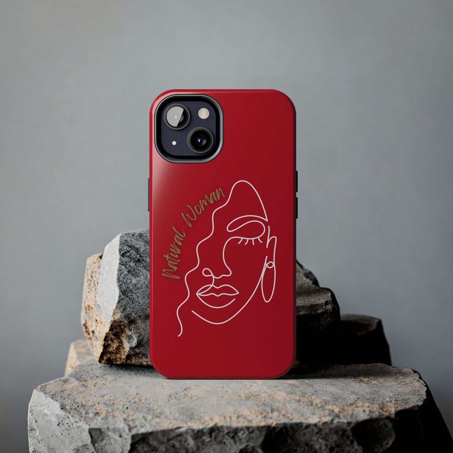 Natural Woman Half Face (WL)Tough Phone Case DARK RED