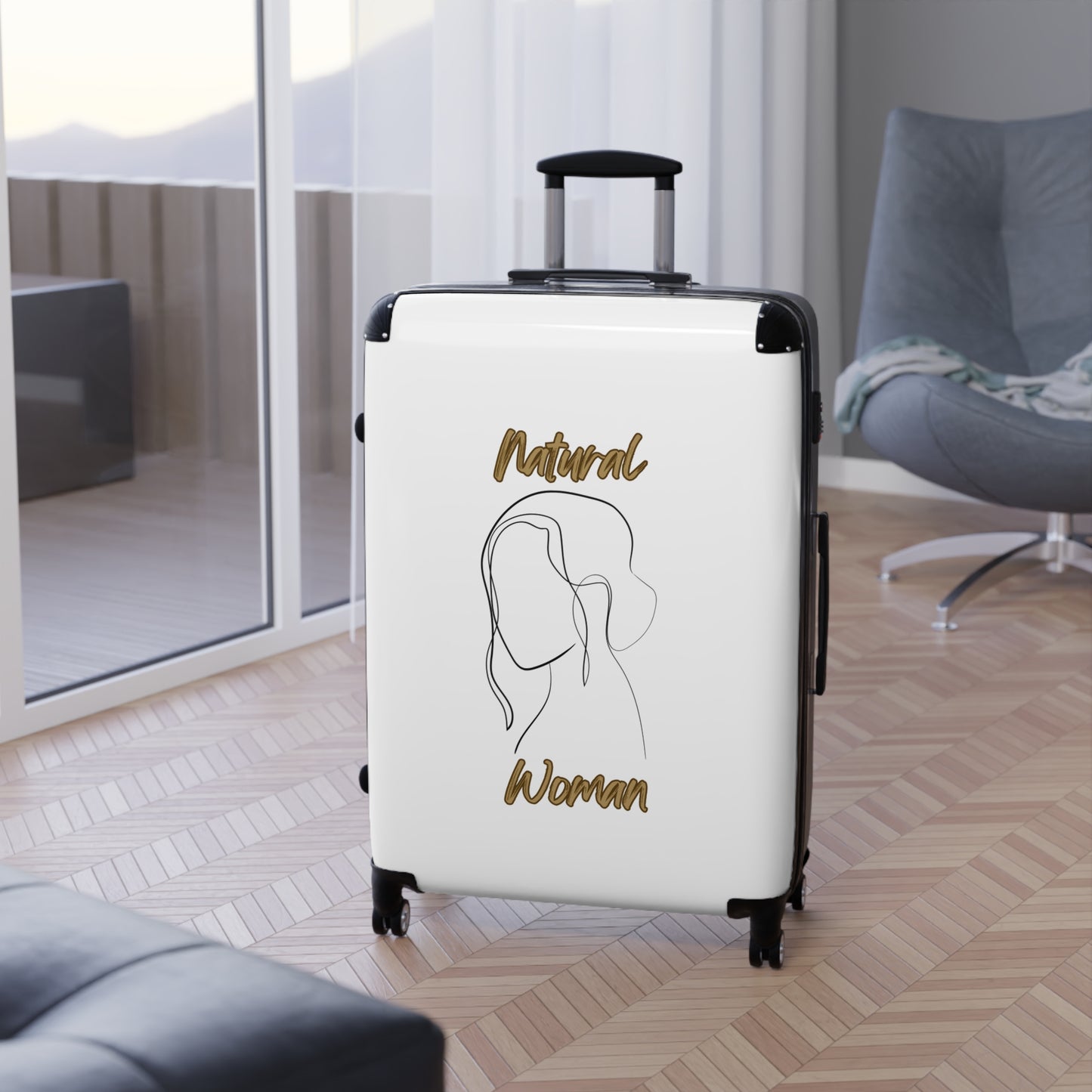 Natural Woman Hanging Hair (BL) Suitcase WHITE