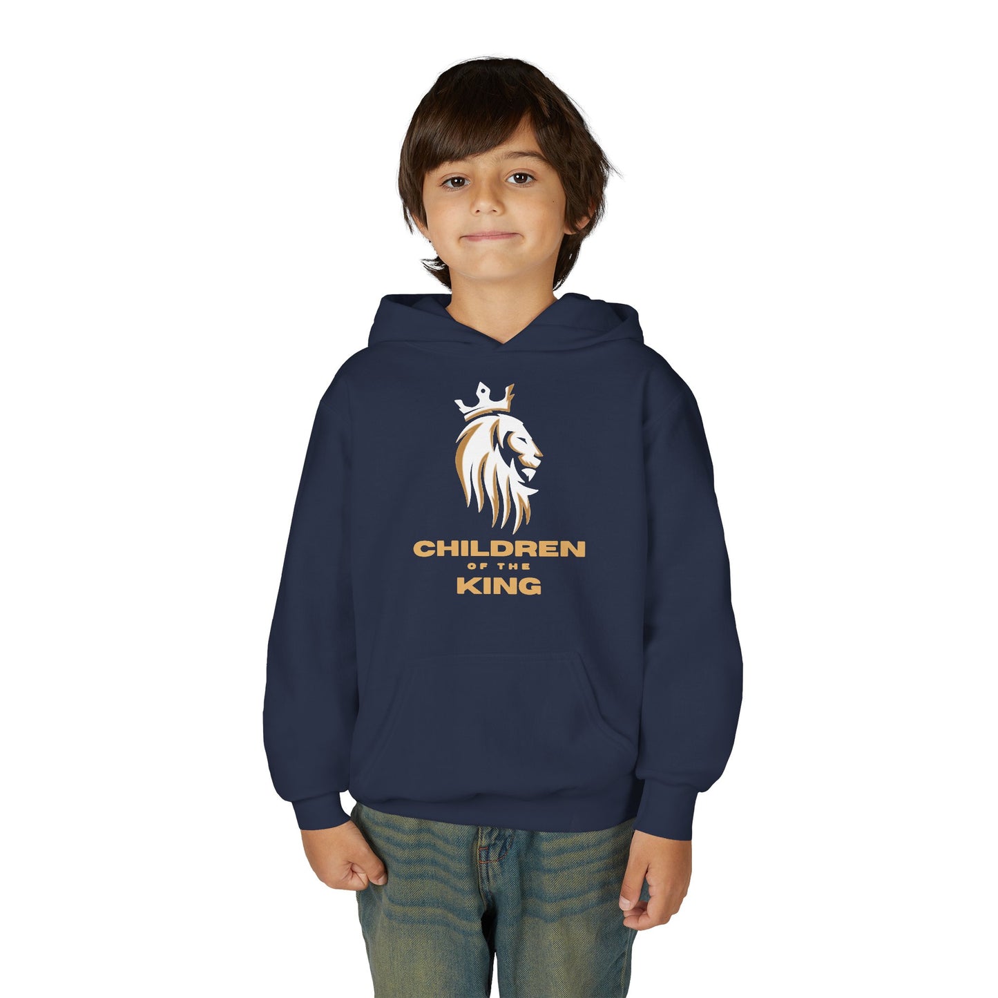 "Children of the King" Hoodie — WHITE Lion Design (Isaiah 54:13)