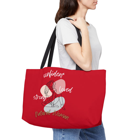 Natural Woman Strong Confident Loved (WL) Weekender Tote Bag DARK RED