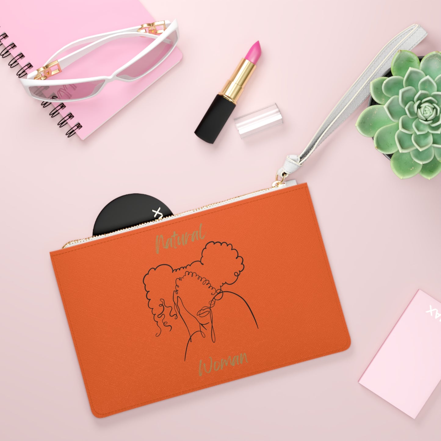 Natural Woman Twin Puffs (BL) Clutch Bag ORANGE