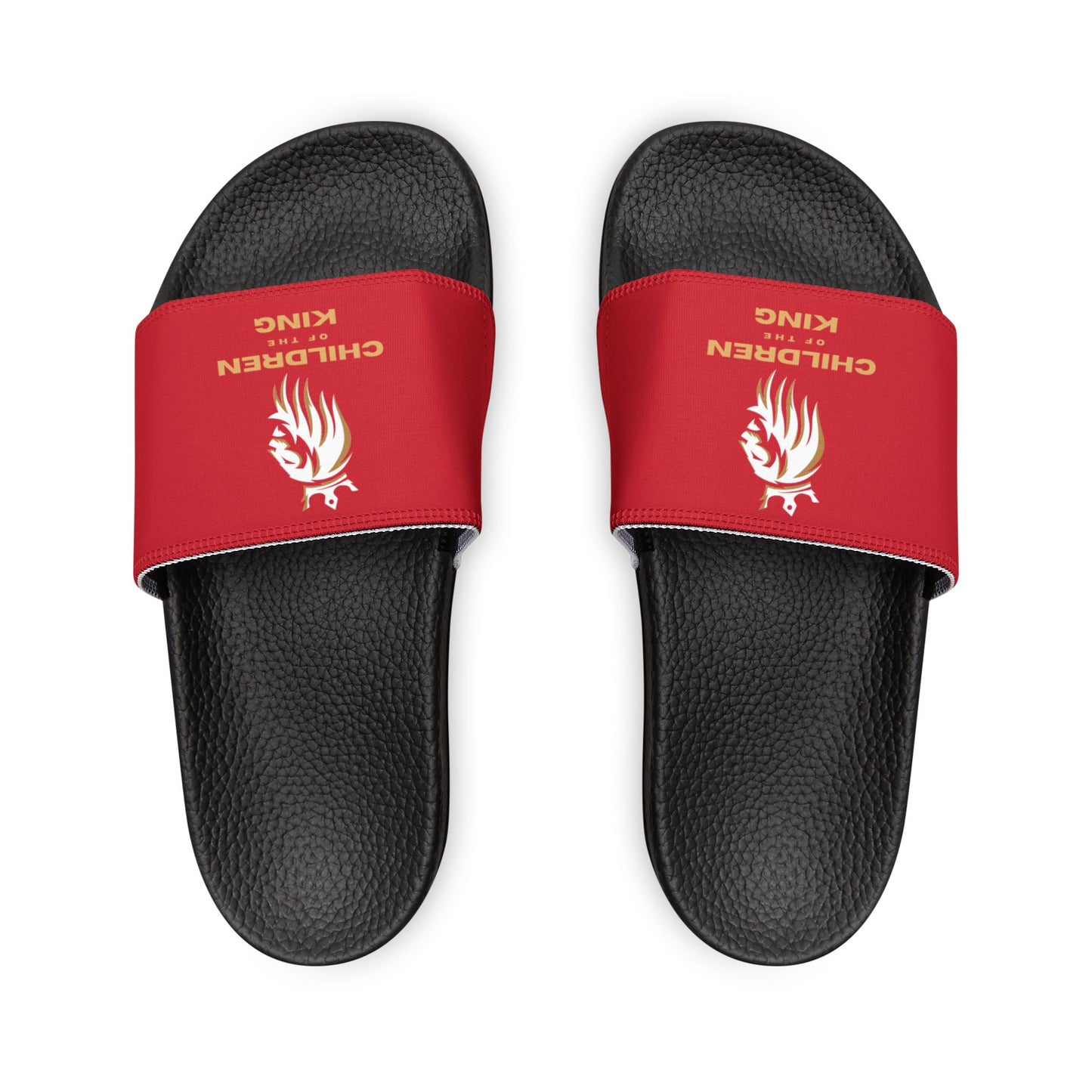 "Children of the King" WHITE Lion - DARK RED Youth Slide Sandals