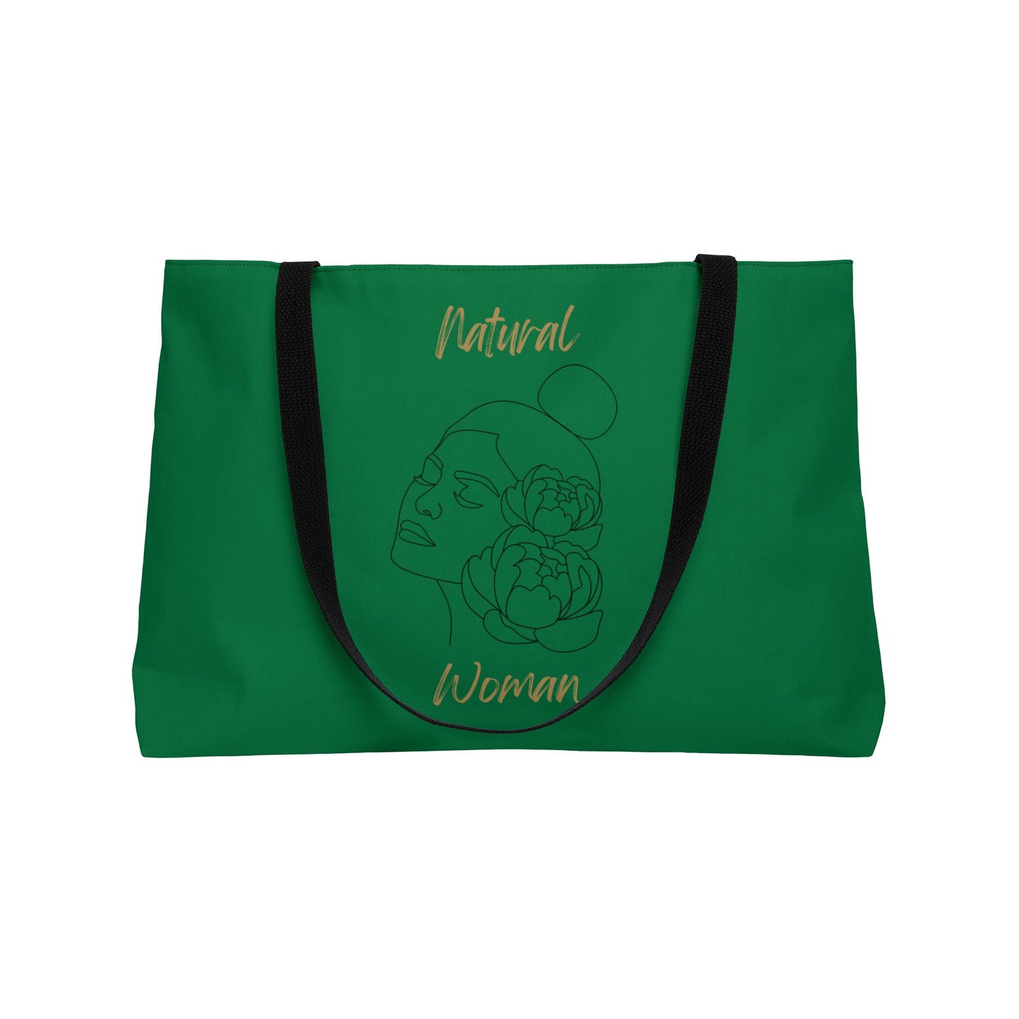 Natural Woman Bun Flower (BL) Weekender Tote Bag DARK GREEN