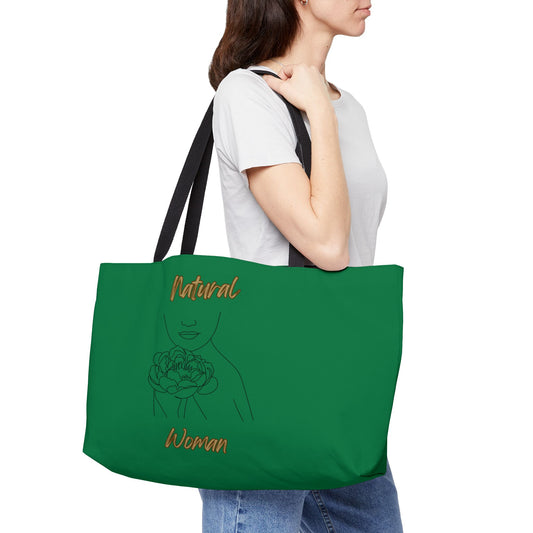 Natural Woman Kissed Flower (BL) Weekender Tote Bag DARK GREEN