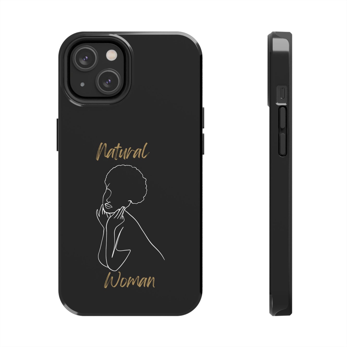 Natural Woman Cute Afro(WL)Tough Phone Cases BLACK