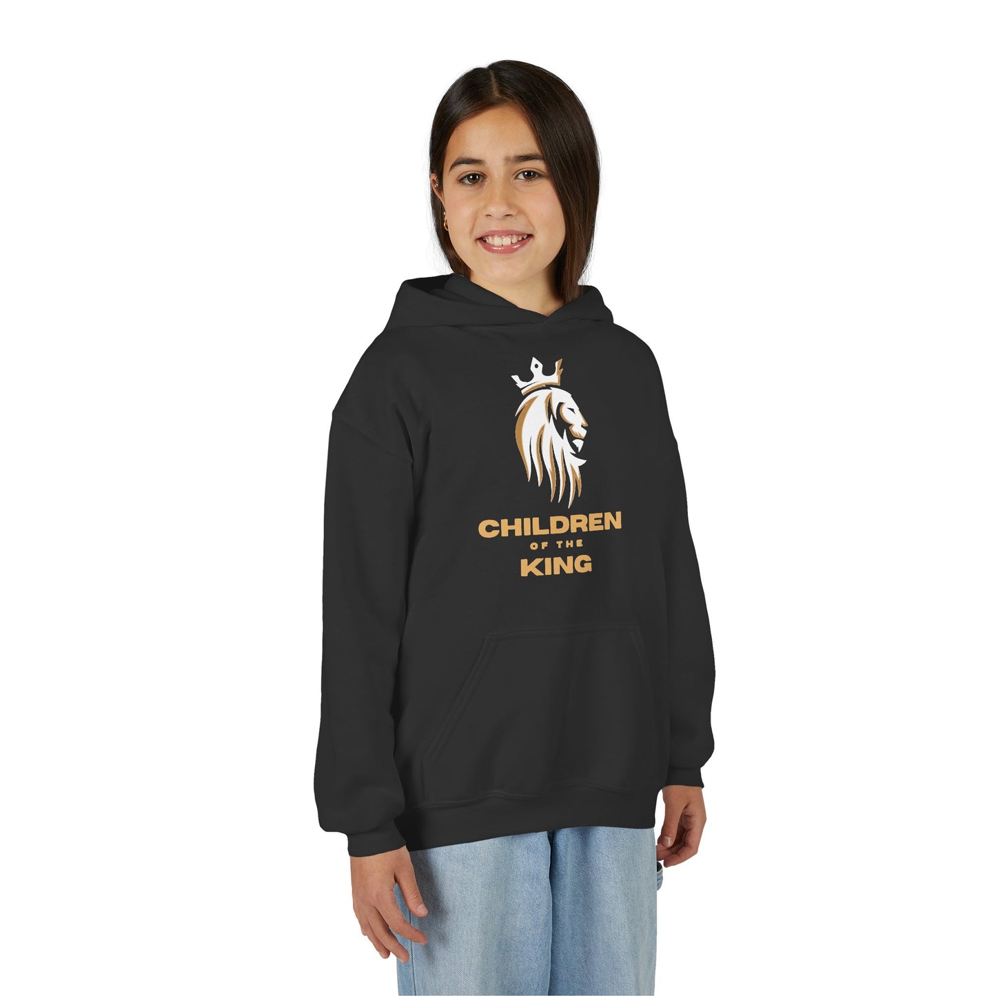 "Children of the King" Hoodie — WHITE Lion Design (Isaiah 54:13)