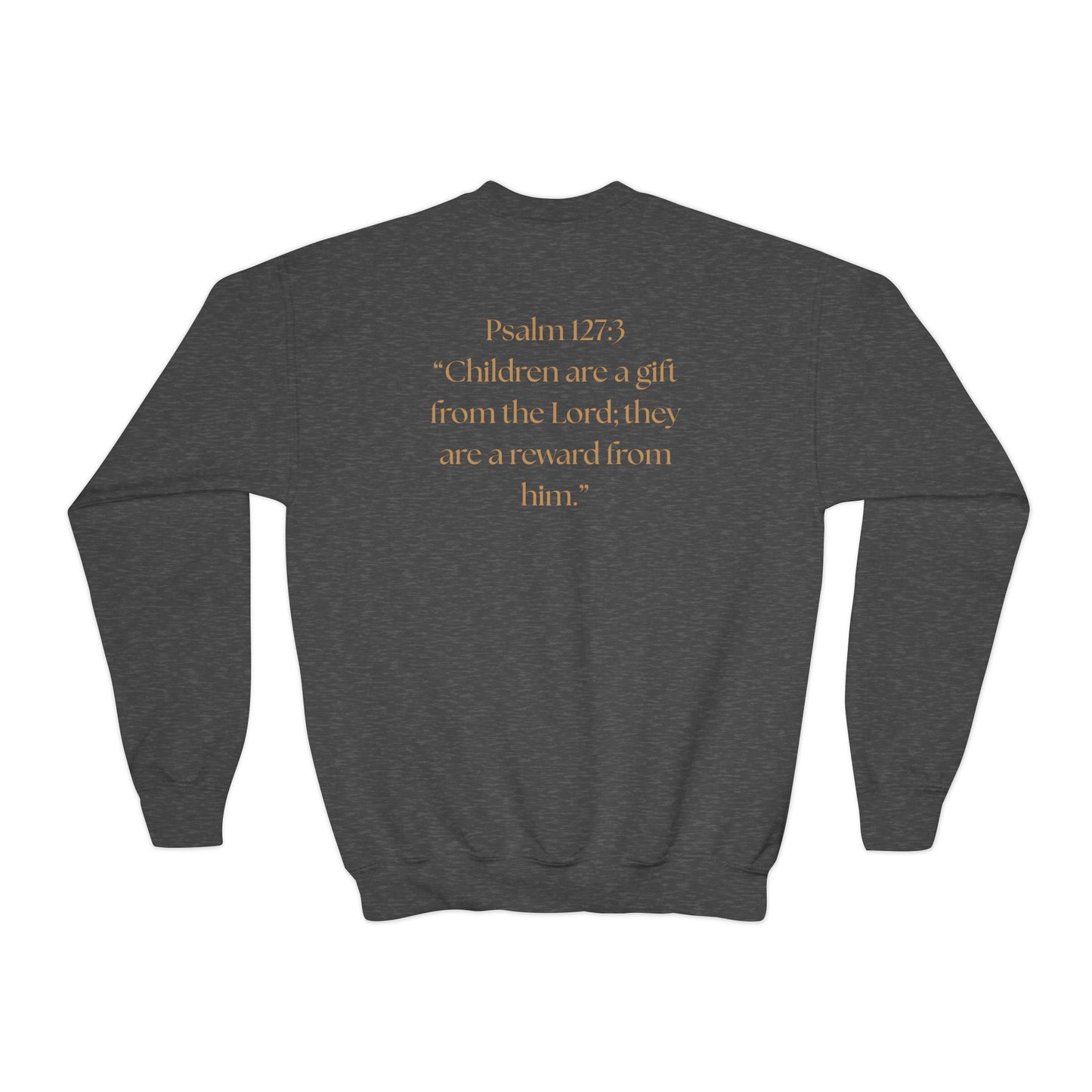 "Children of the King" Youth Crewneck Sweatshirt WHITE Lion Design with Psalm 127:3